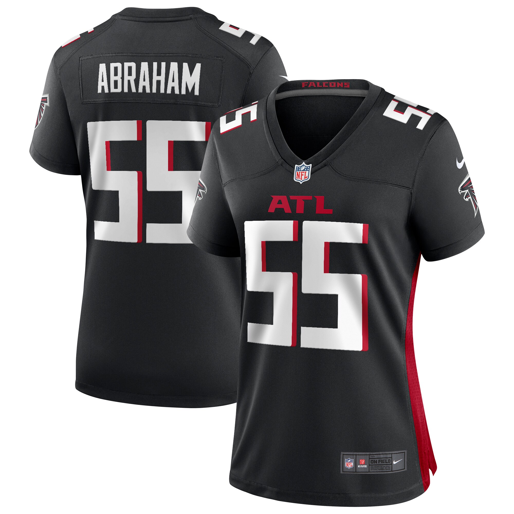 Women's Atlanta Falcons John Abraham Black Game Retired Player Jersey JS5937 Saliibo