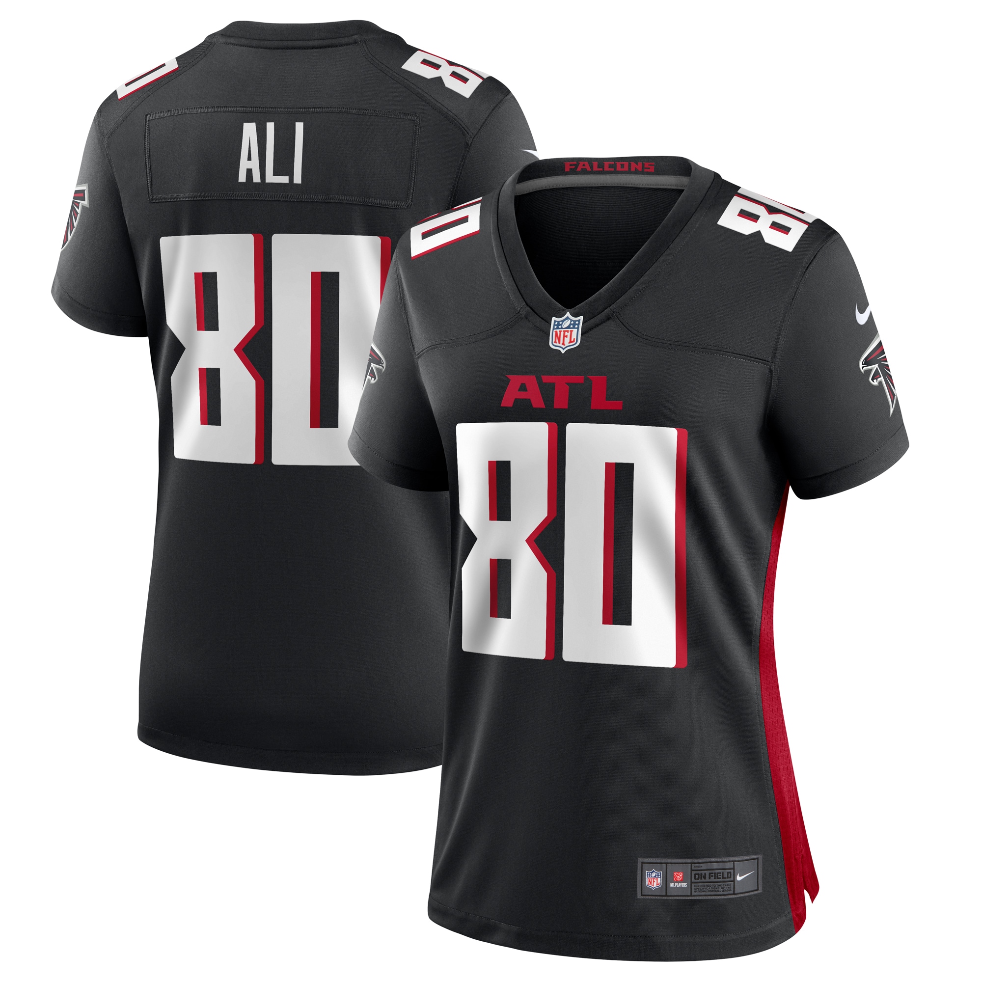Women's Atlanta Falcons Josh Ali Black Team Game Jersey JS9809 Saliibo