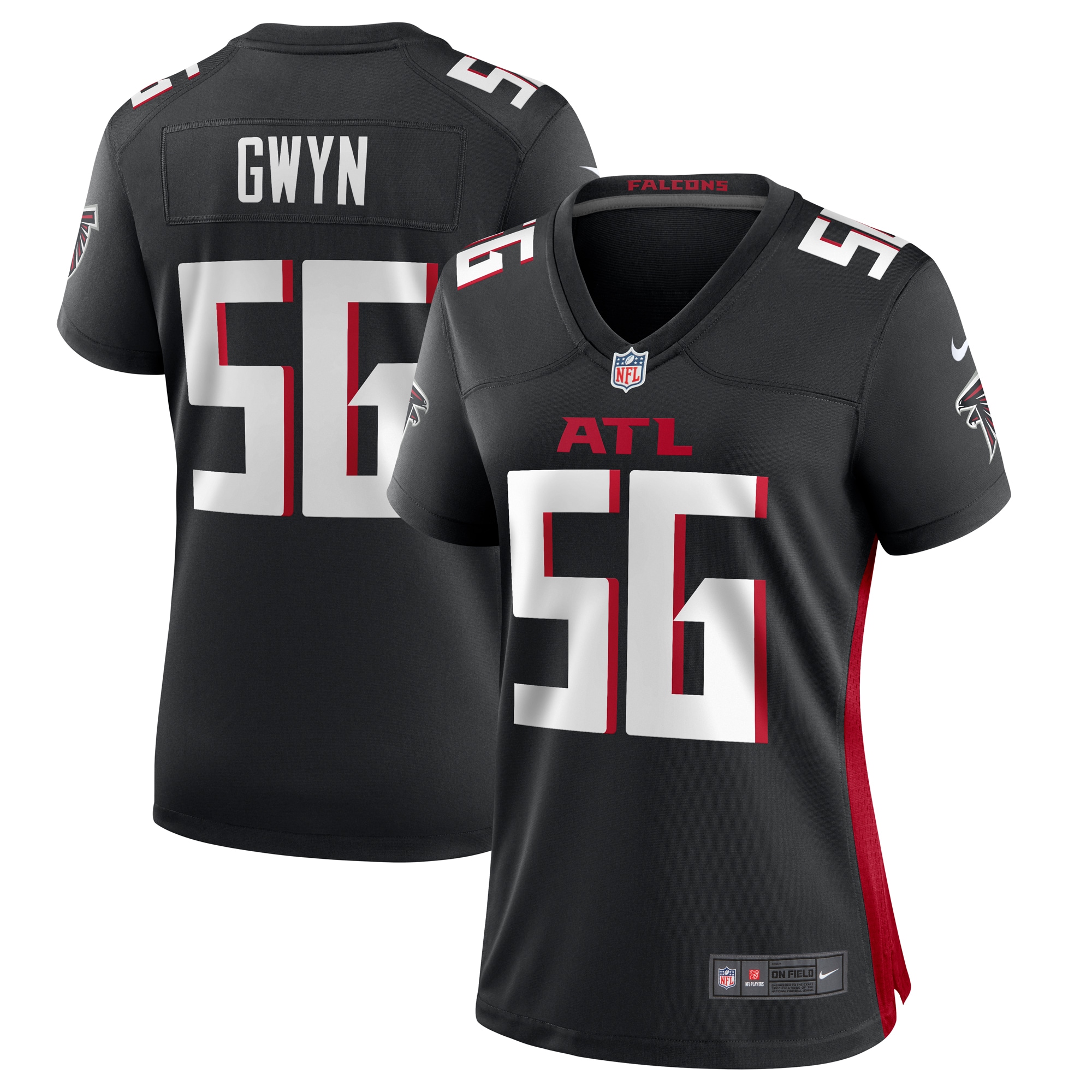 Women's Atlanta Falcons Jovaughn Gwyn Black Team Game Jersey JS8855 Saliibo