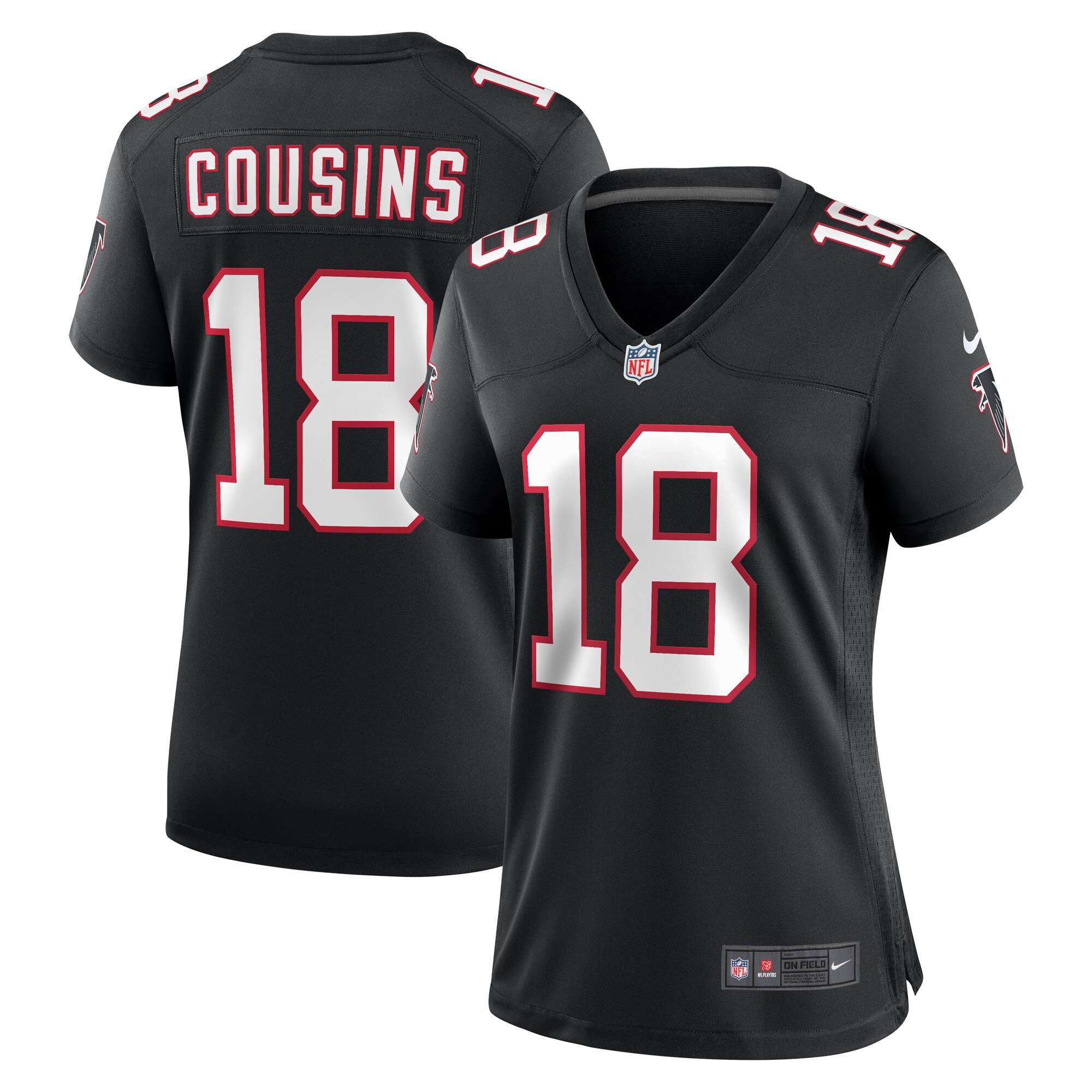 Women's Atlanta Falcons Kirk Cousins Black Alternate Game Jersey JS9713 Saliibo