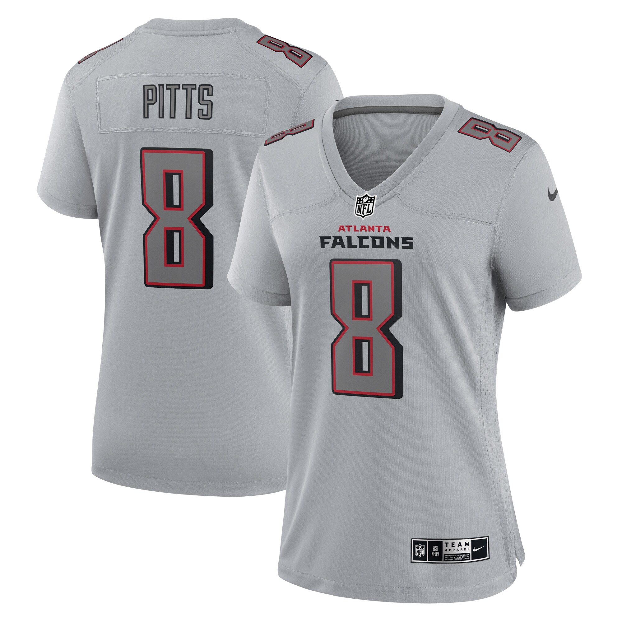 Women's Atlanta Falcons Kyle Pitts Gray Atmosphere Fashion Game Jersey JS1949 Saliibo