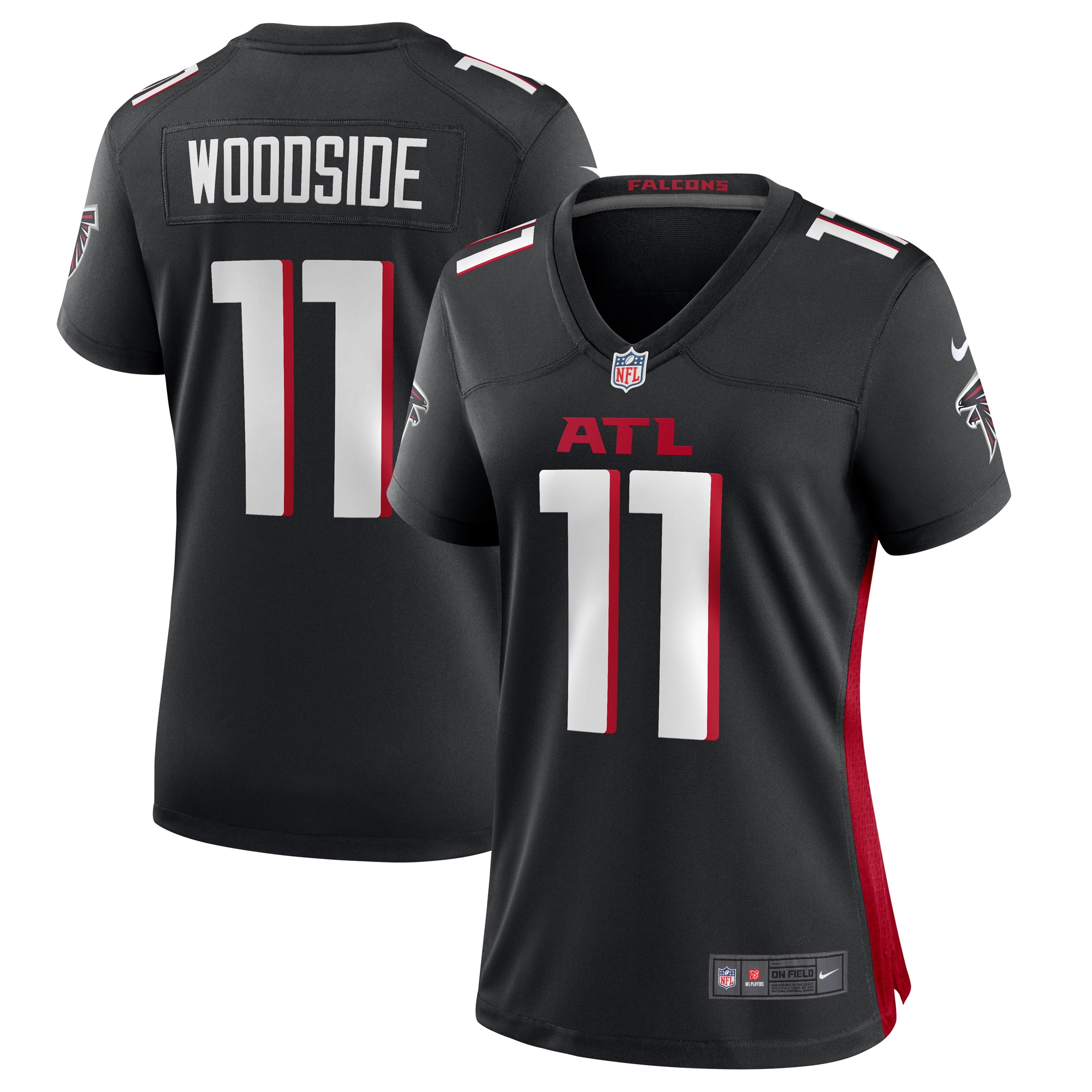 Women's Atlanta Falcons Logan Woodside Black Team Game Jersey JS8839 Saliibo