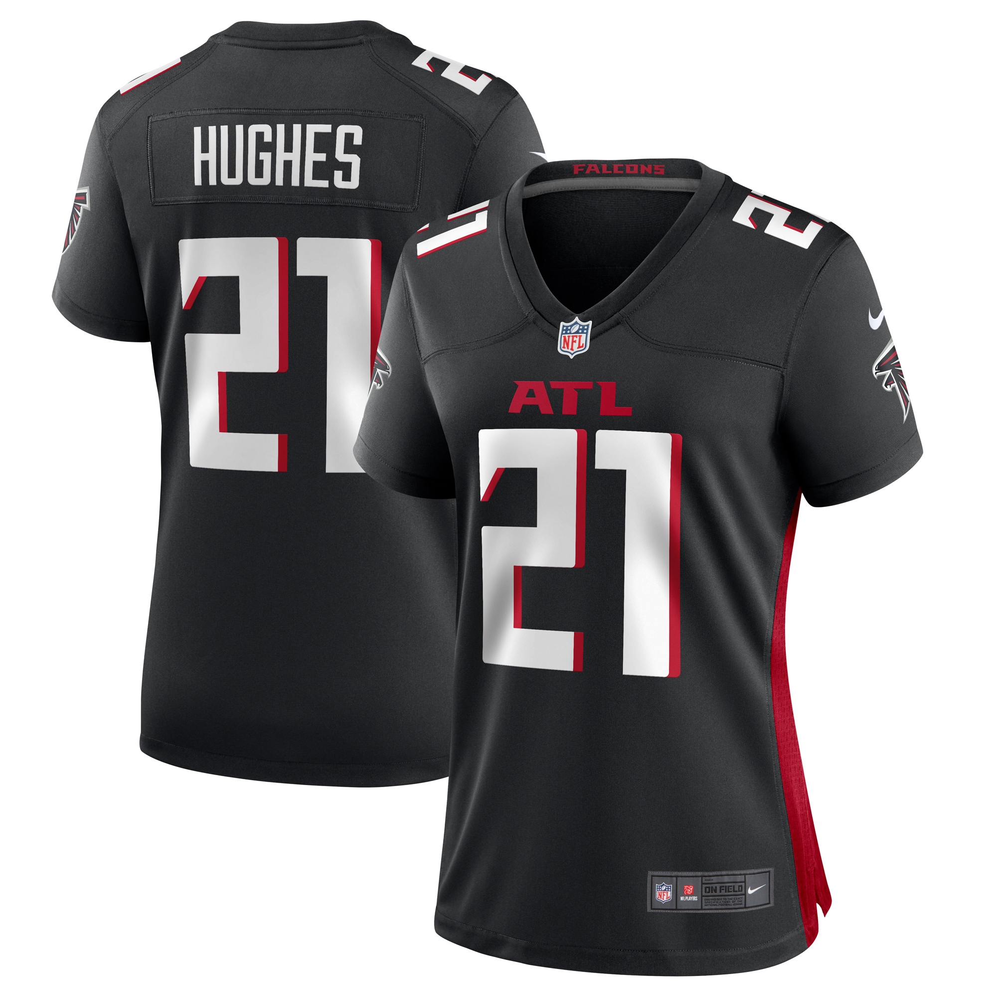 Women's Atlanta Falcons Mike Hughes Black Game Player Jersey JS1605 Saliibo