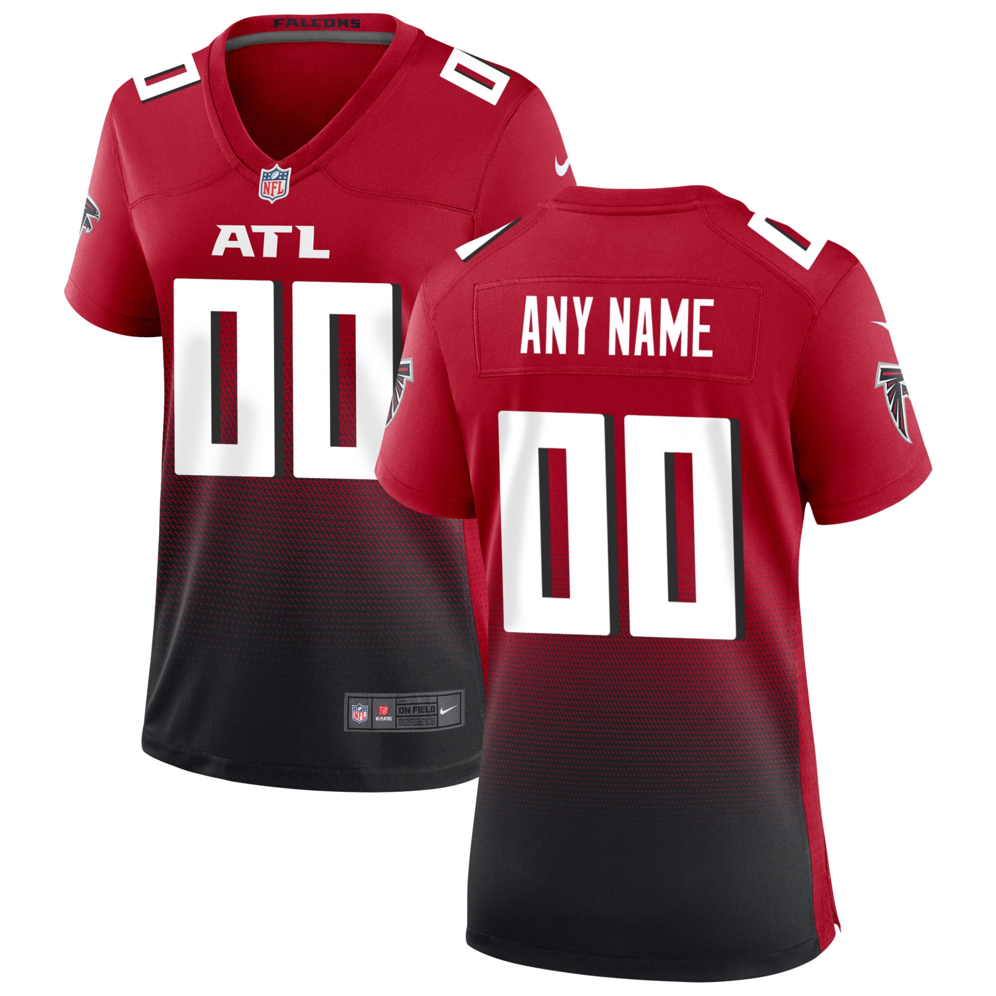 Women's Atlanta Falcons Red Alternate Custom Game Jersey JS5259 Saliibo