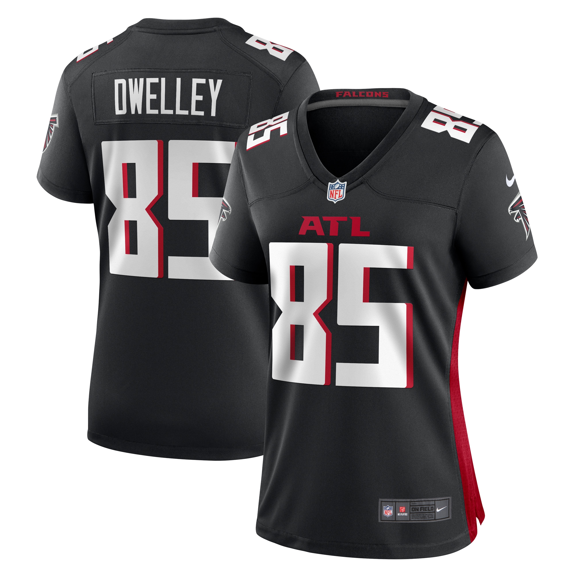 Women's Atlanta Falcons Ross Dwelley Black Game Jersey JS9839 Saliibo