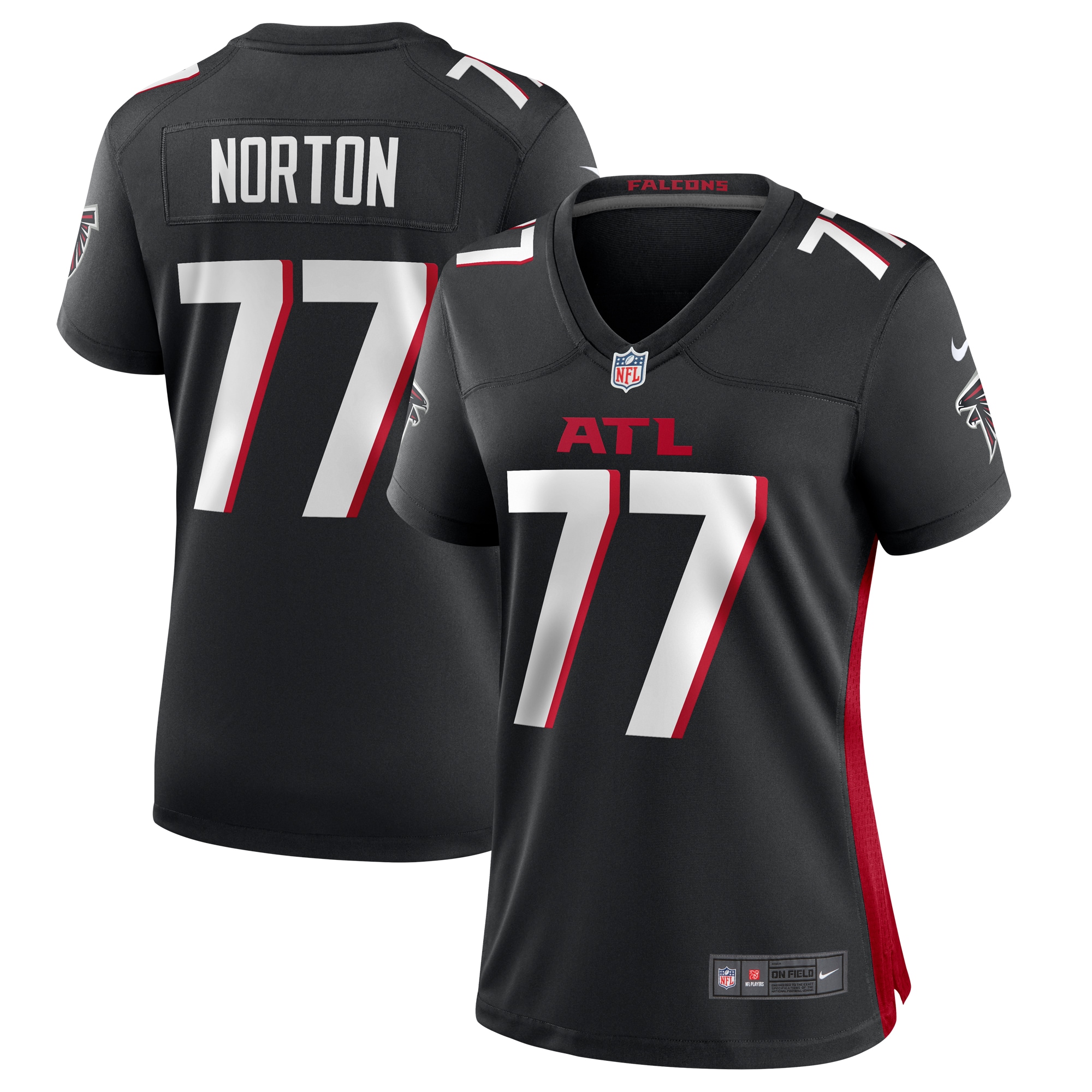 Women's Atlanta Falcons Storm Norton Black Game Jersey JS5625 Saliibo