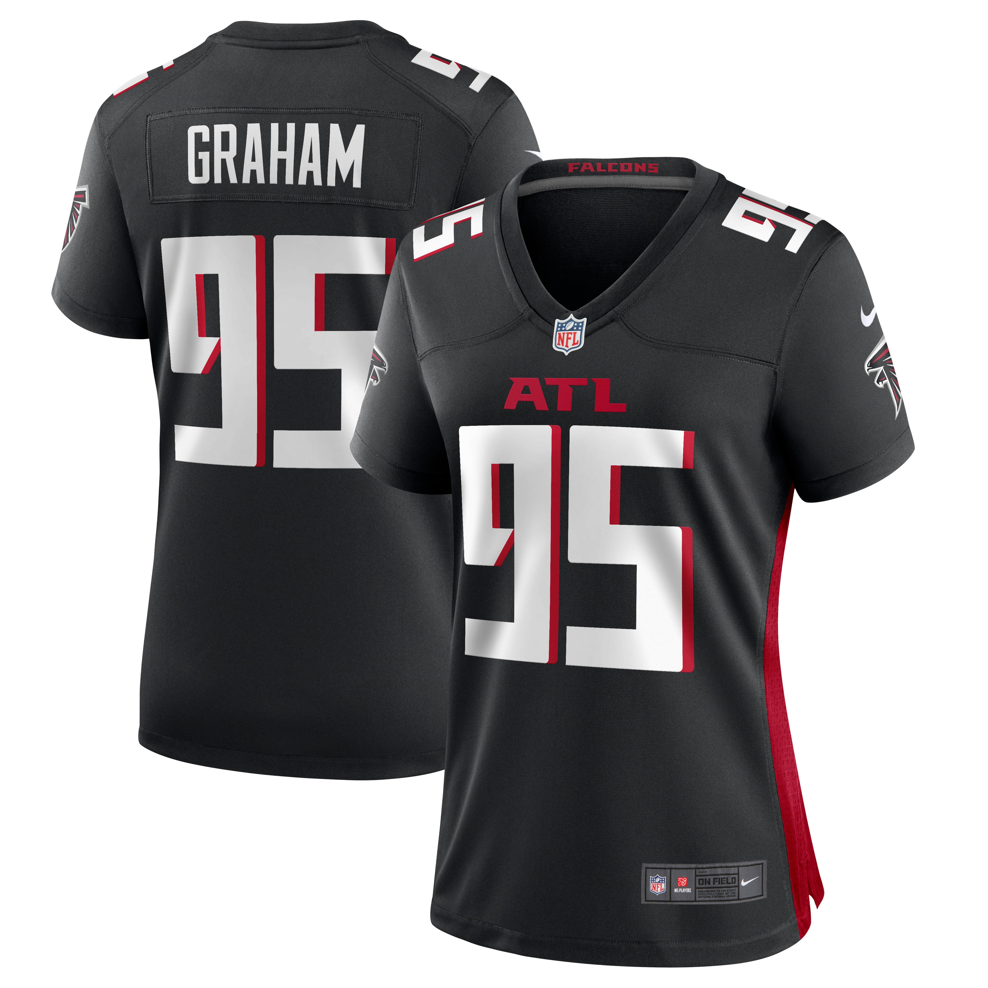 Women's Atlanta Falcons Ta'Quon Graham Black Game Jersey JS7771 Saliibo
