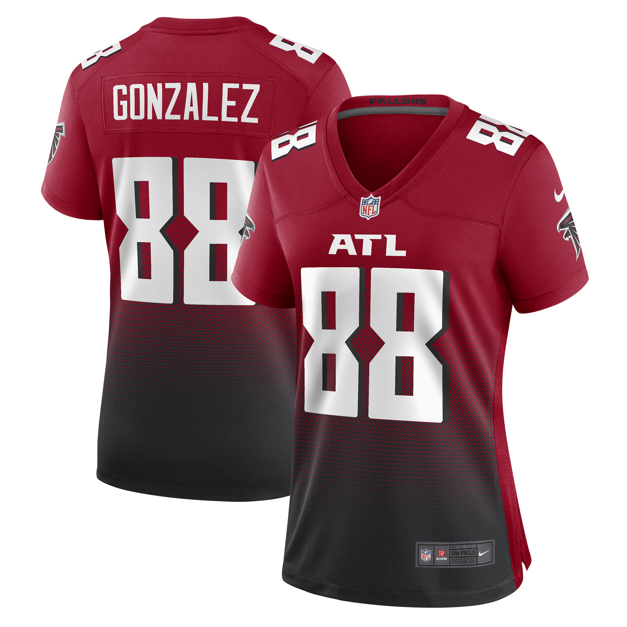 Women's Atlanta Falcons Tony Gonzalez Red Retired Game Jersey JS5230 Saliibo