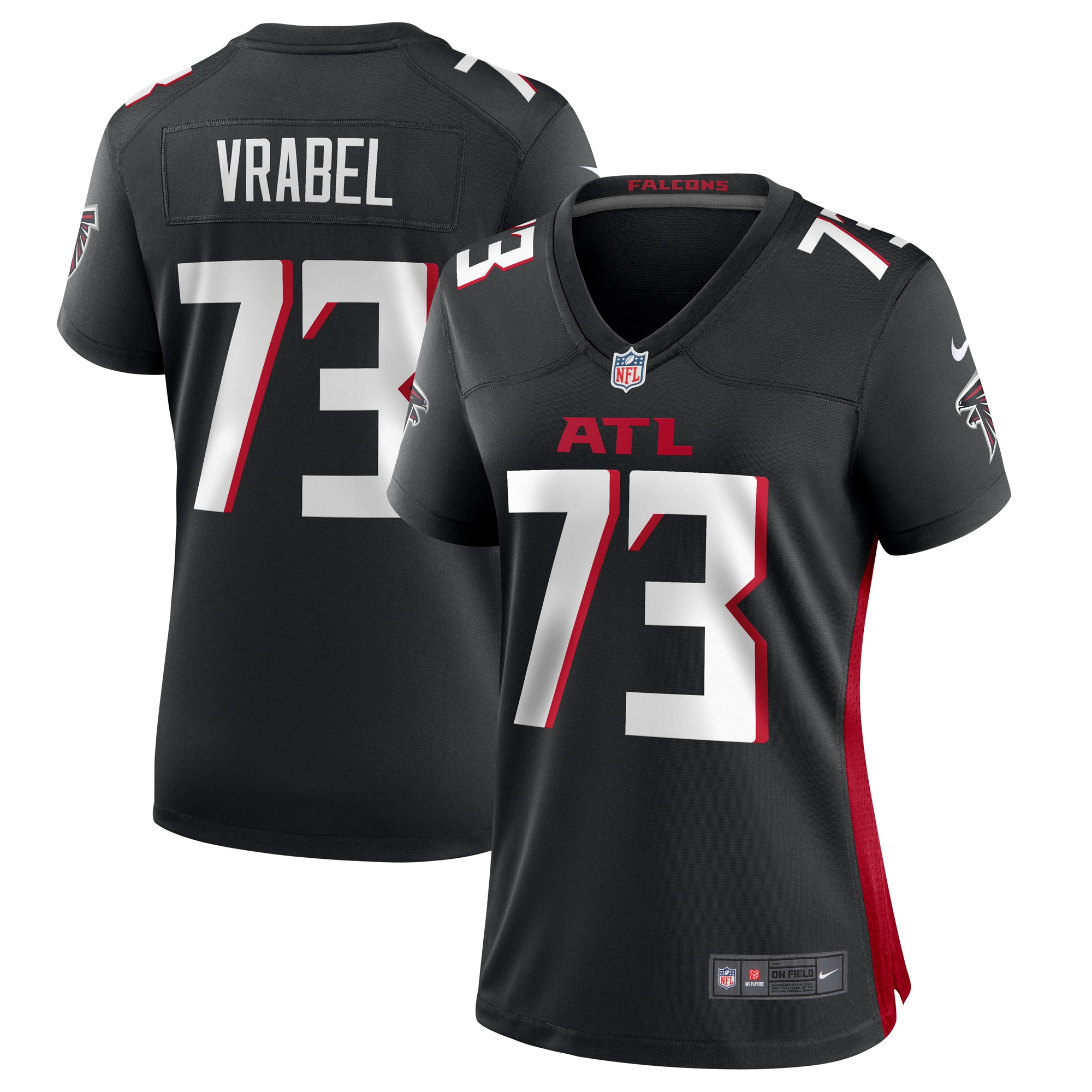 Women's Atlanta Falcons Tyler Vrabel Black Player Game Jersey JS1401 Saliibo