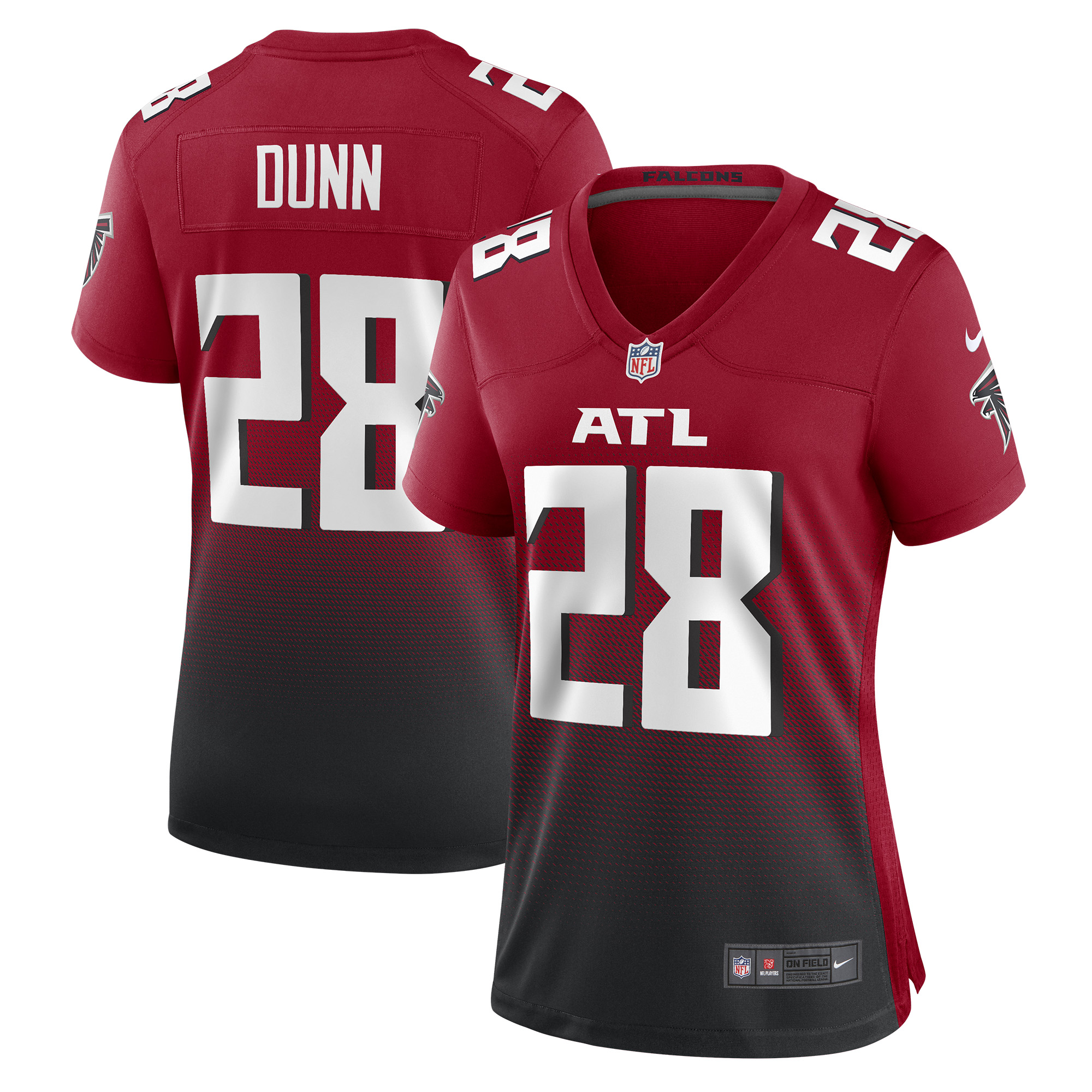 Women's Atlanta Falcons Warrick Dunn Red Retired Game Jersey JS1994 Saliibo