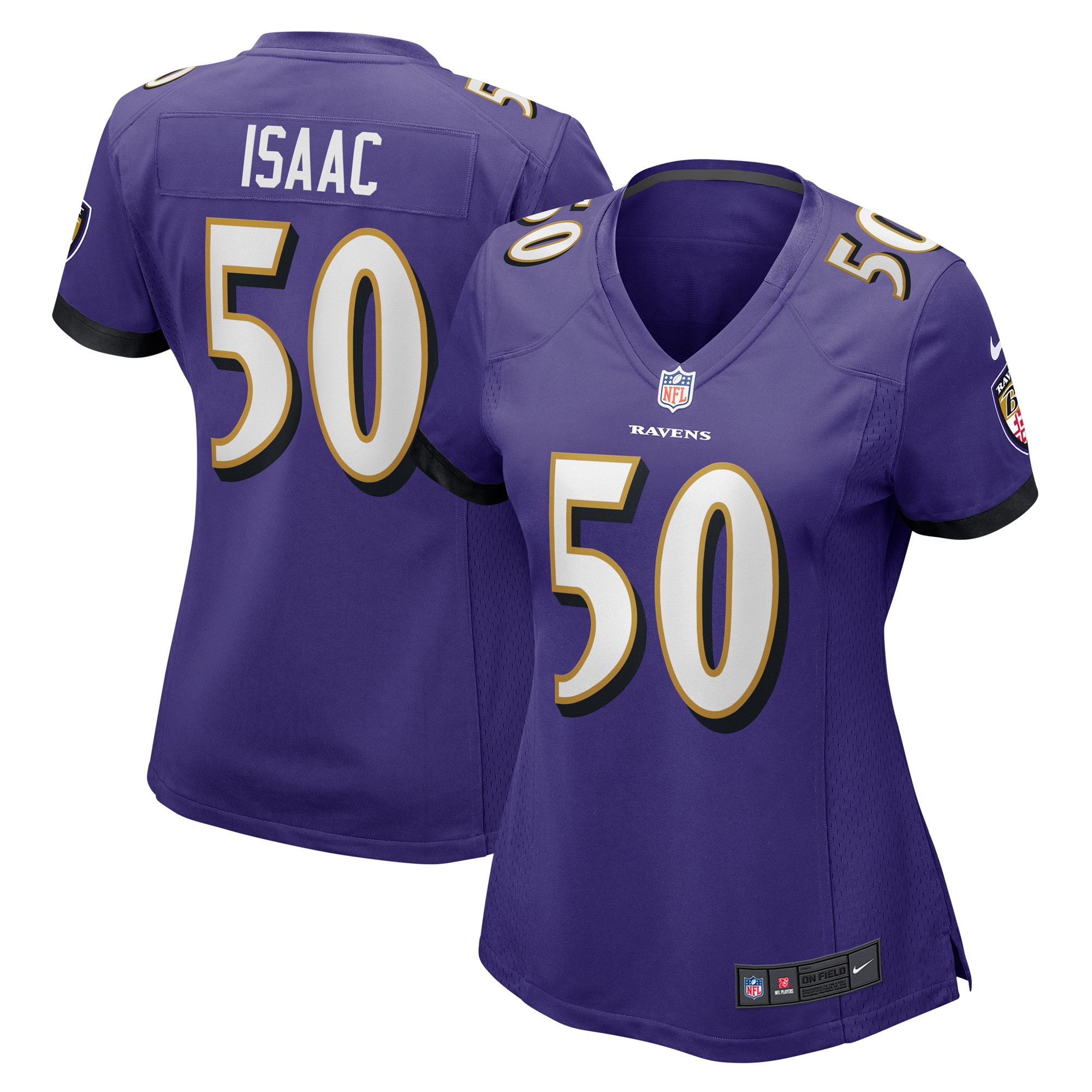 Women's Baltimore Ravens Adisa Isaac Purple Game Jersey JS2314 Saliibo