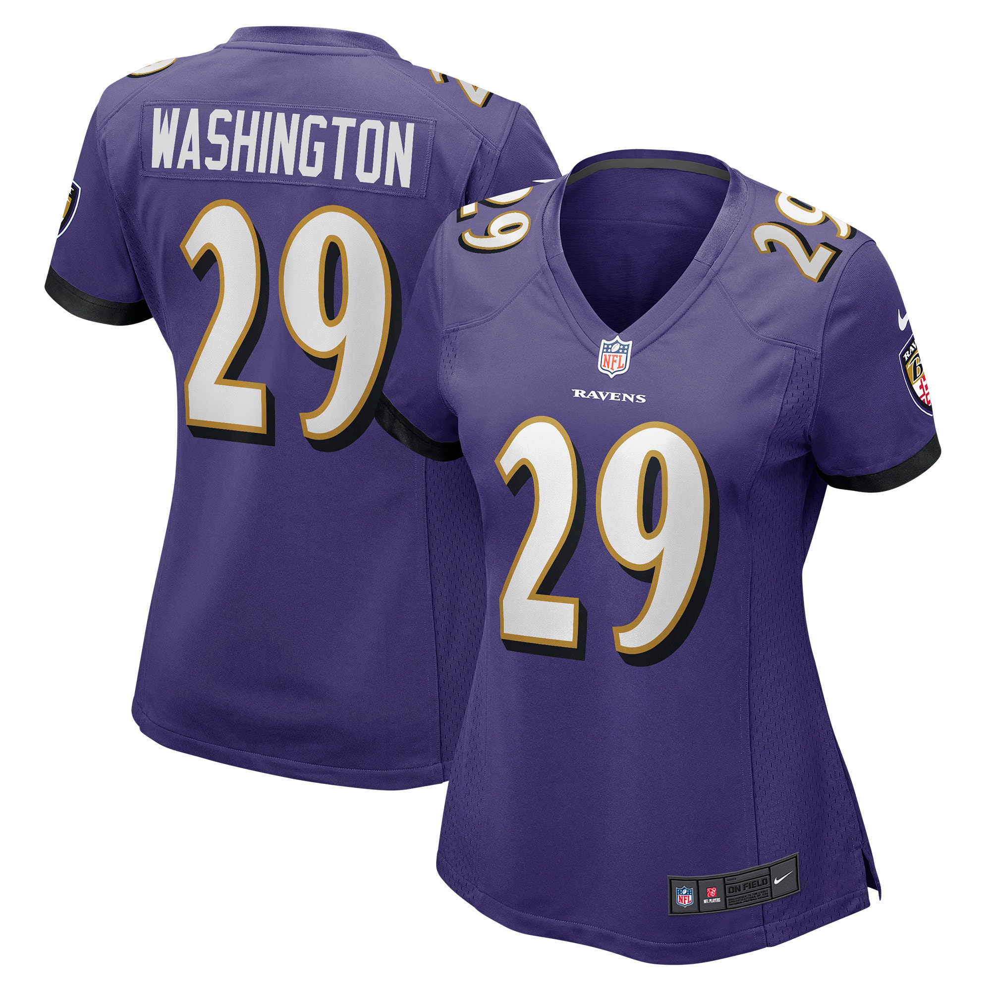 Women's Baltimore Ravens Ar'Darius Washington Purple Player Game Jersey JS9607 Saliibo