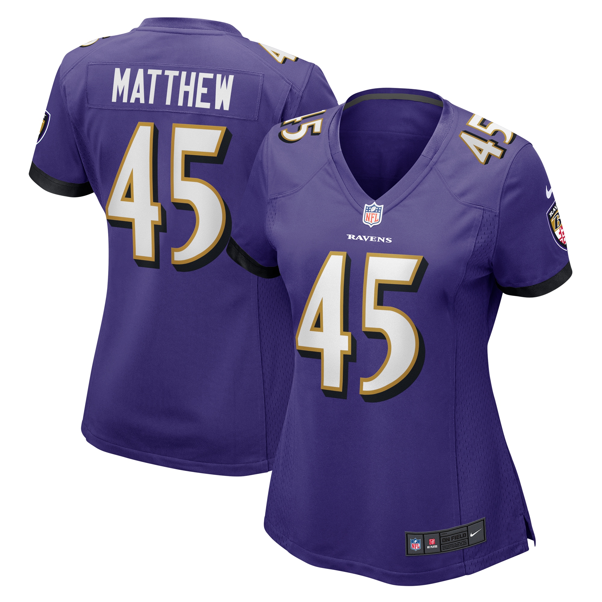 Women's Baltimore Ravens Christian Matthew Purple Game Jersey JS8989 Saliibo