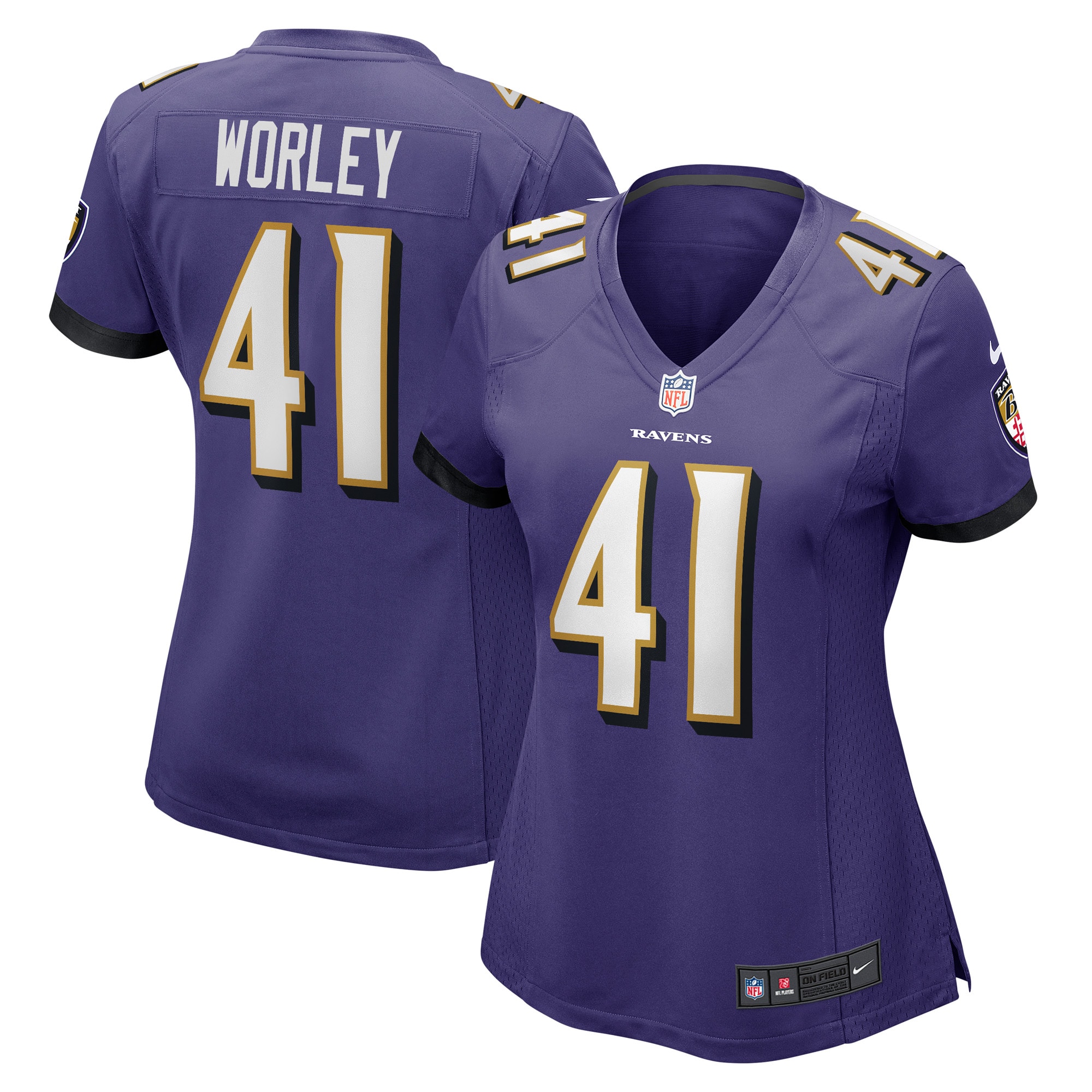 Women's Baltimore Ravens Daryl Worley Purple Game Player Jersey JS1873 Saliibo