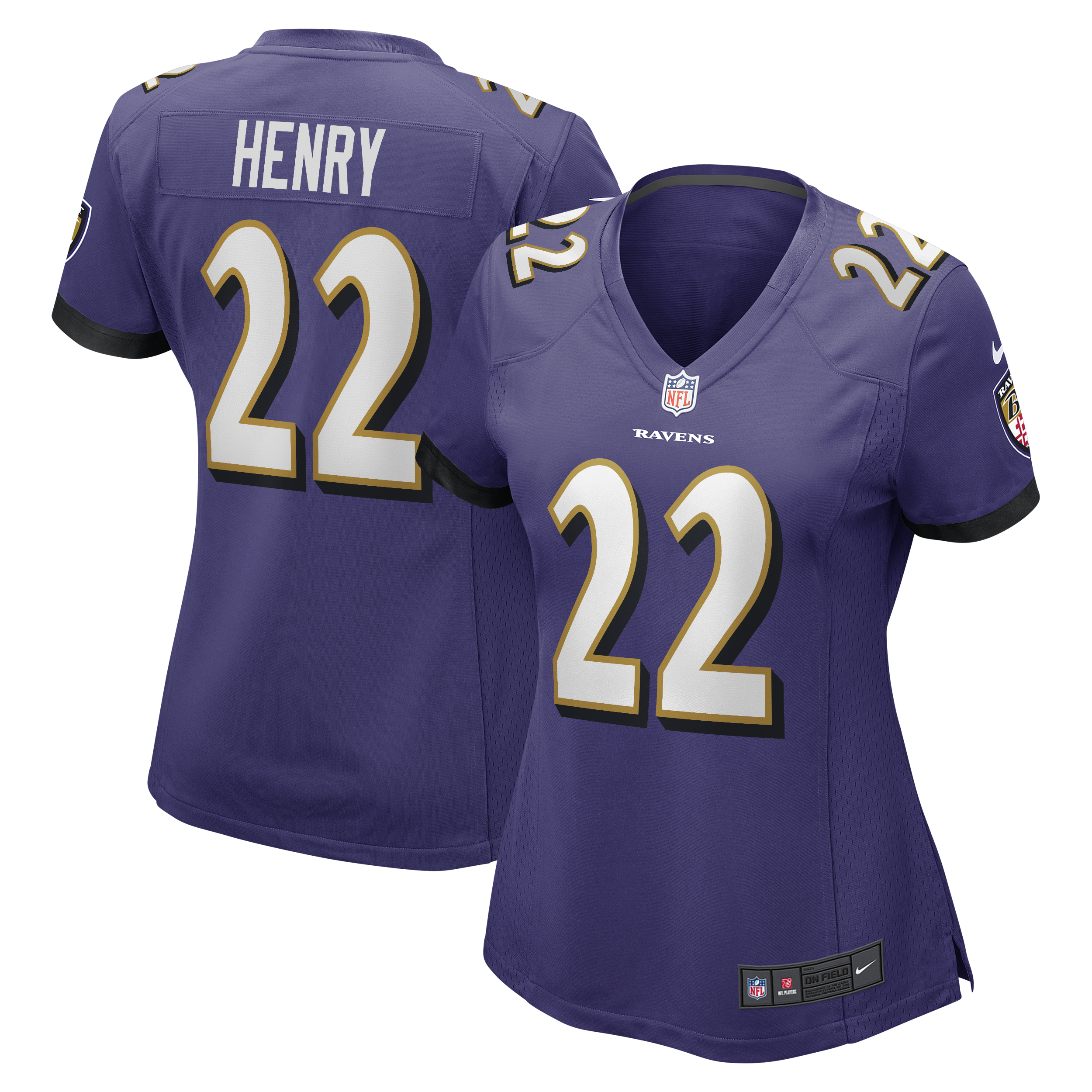 Women's Baltimore Ravens Derrick Henry Purple Game Player Jersey JS8922 Saliibo