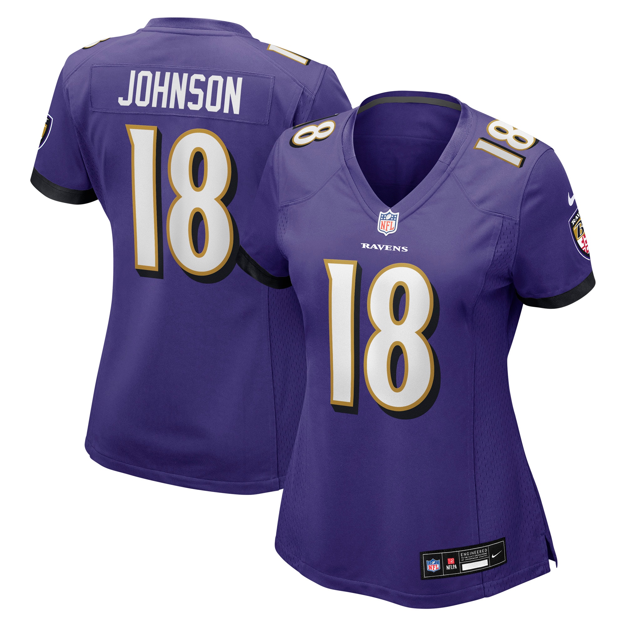 Women's Baltimore Ravens Diontae Johnson Purple Player Game Jersey JS4740 Saliibo