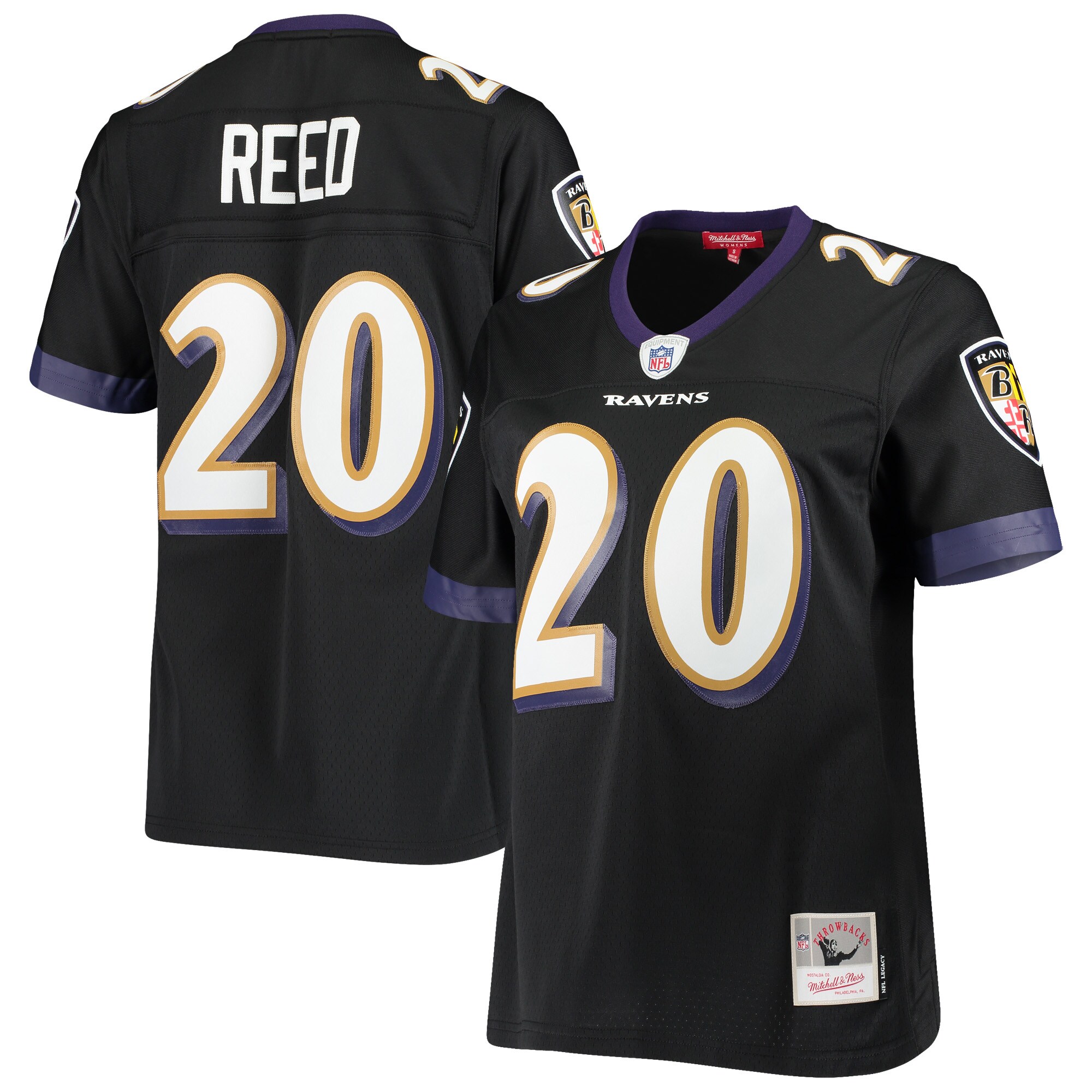 Women's Baltimore Ravens Ed Reed Mitchell & Ness Black Legacy Team Jersey JS5812 Saliibo