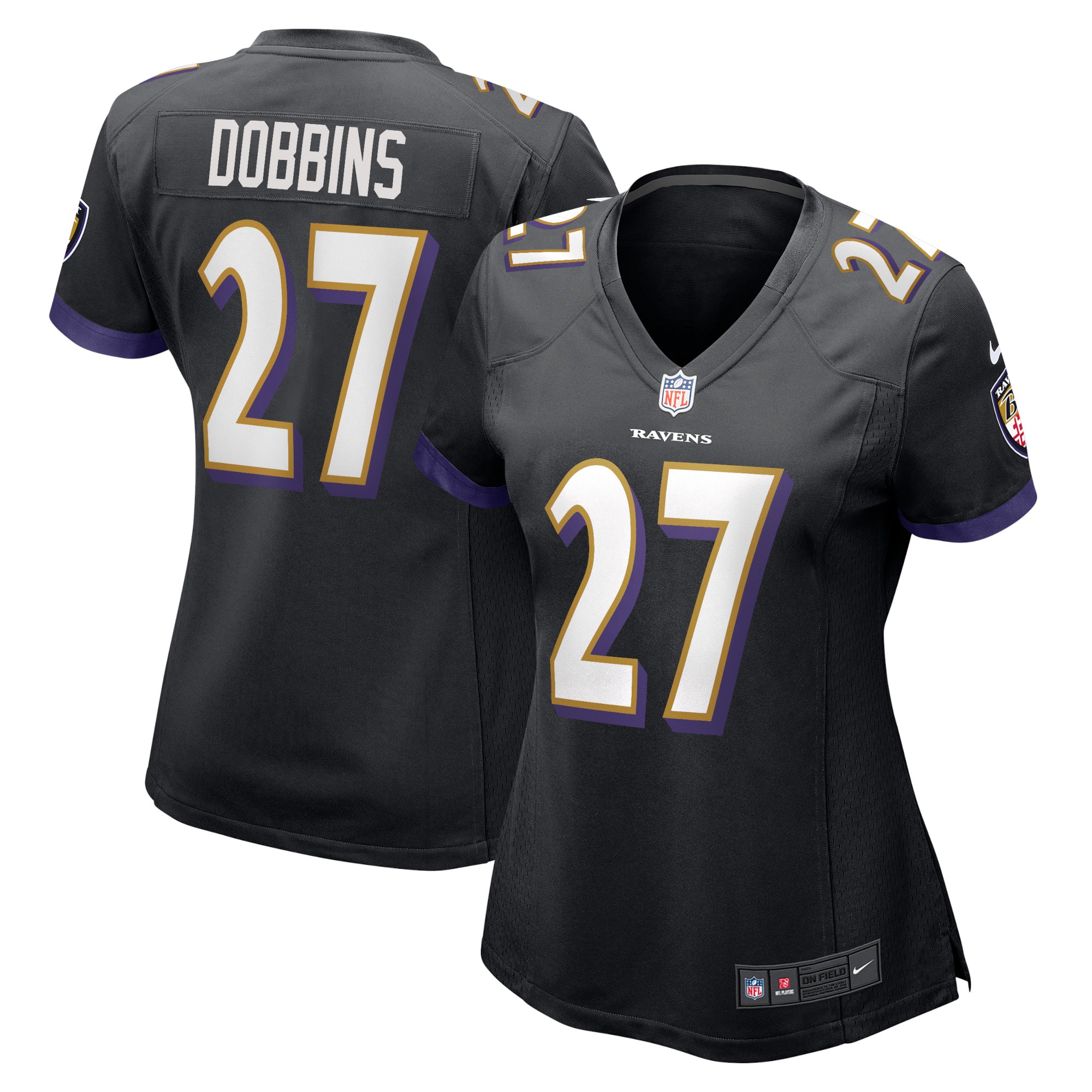 Women's Baltimore Ravens J.K. Dobbins Black Game Jersey JS3978 Saliibo