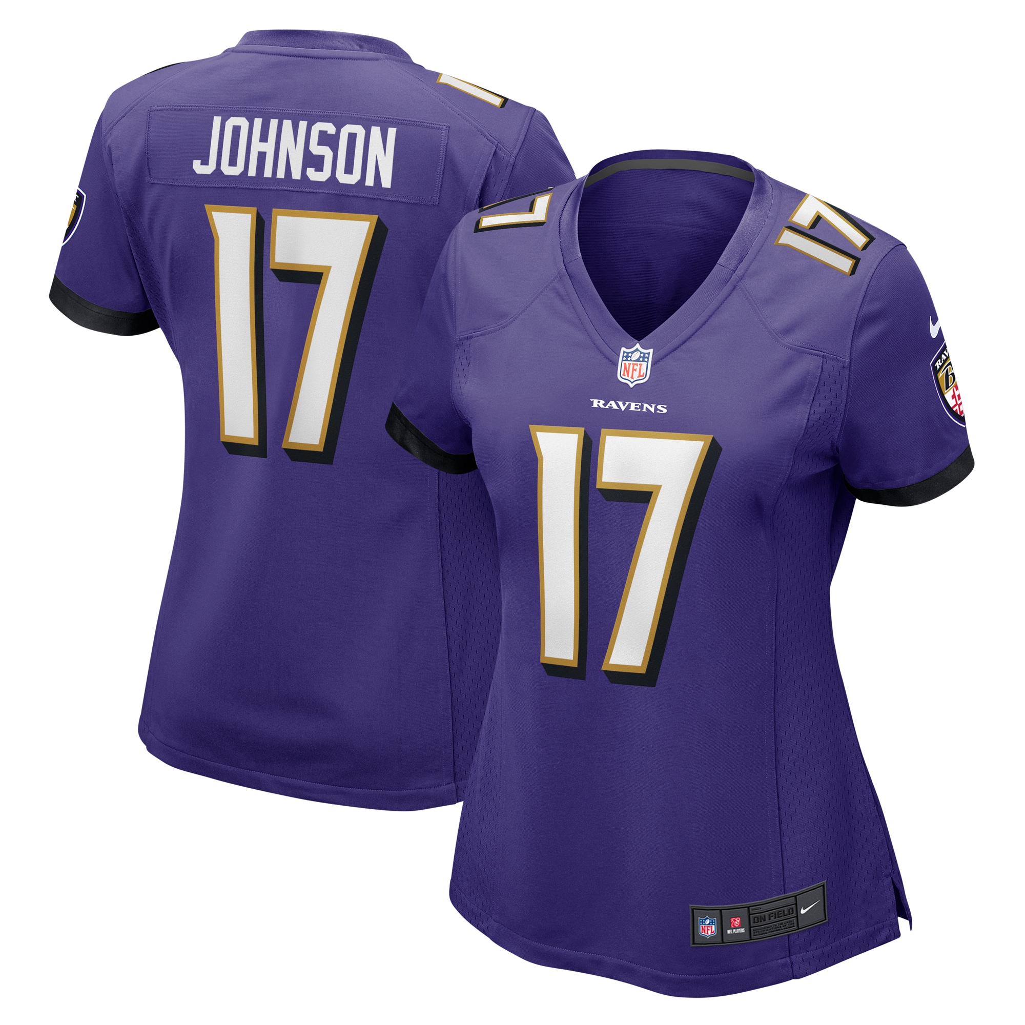 Women's Baltimore Ravens Josh Johnson Purple Game Jersey JS8374 Saliibo