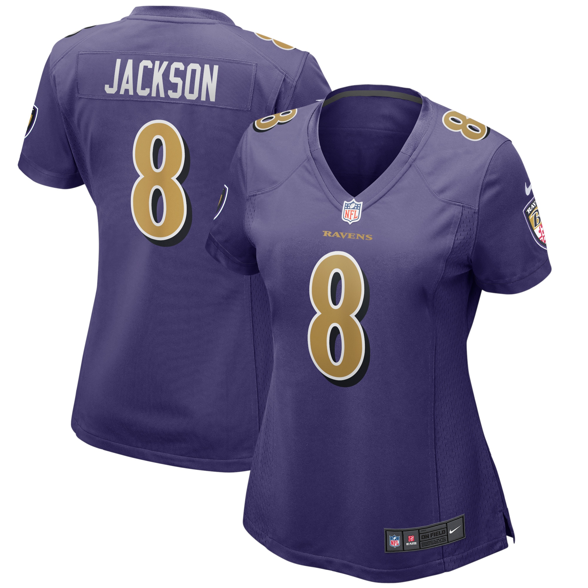 Women's Baltimore Ravens Lamar Jackson Purple Alternate Game Player Jersey JS3518 Saliibo