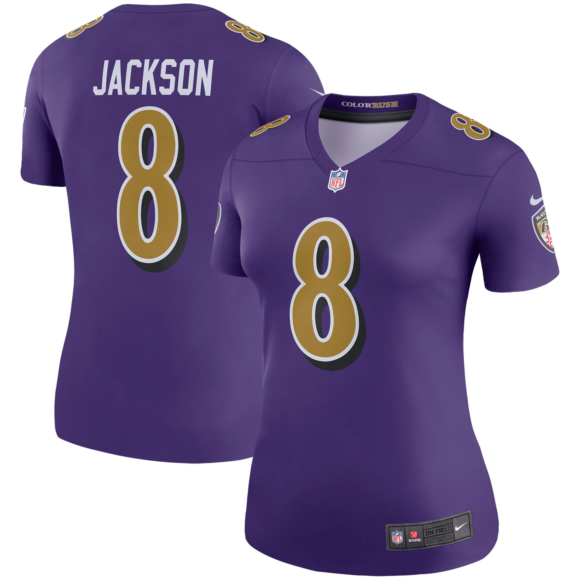 Women's Baltimore Ravens Lamar Jackson Purple Alternate Legend Player Performance Top JS8382 Saliibo