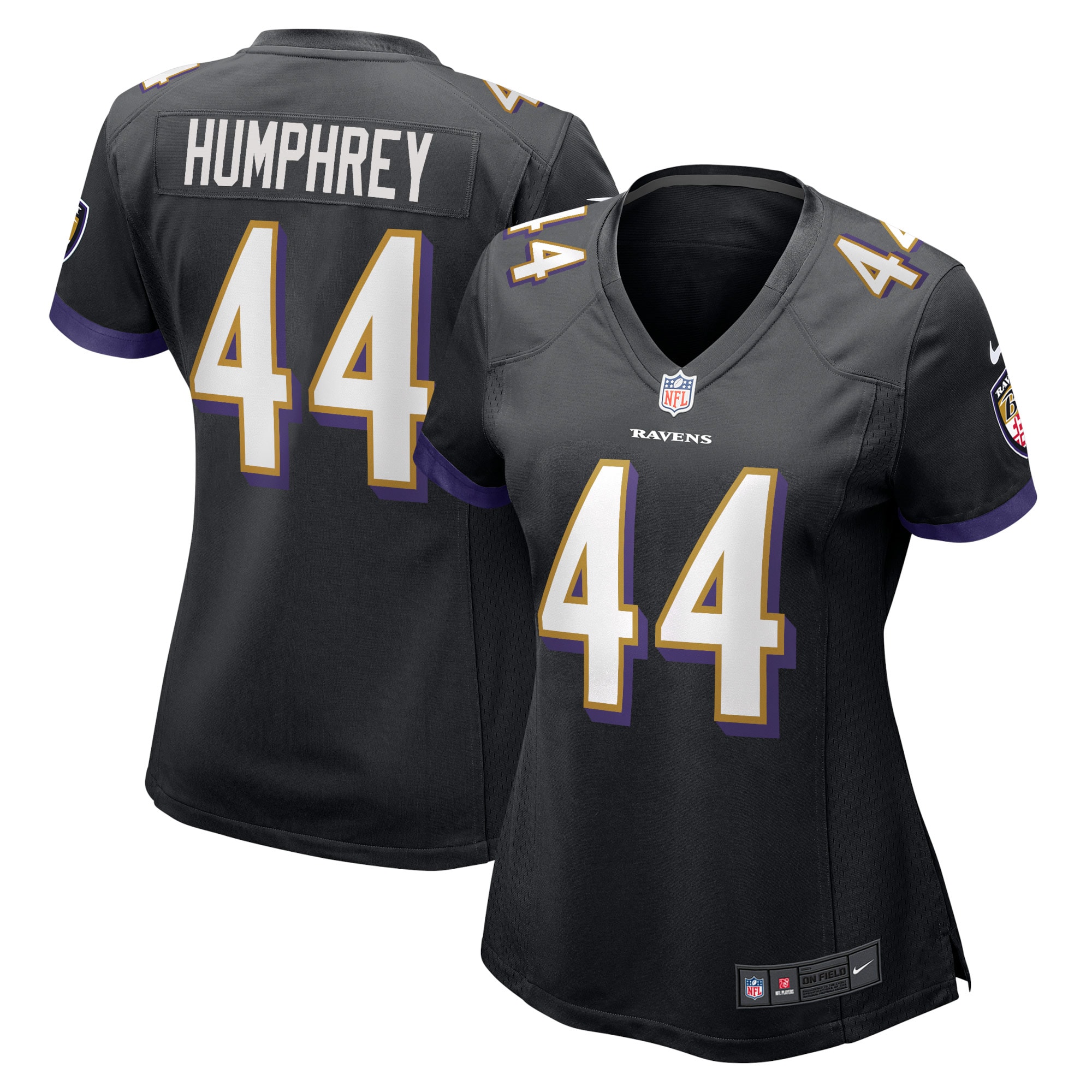 Women's Baltimore Ravens Marlon Humphrey Black Game Jersey JS7431 Saliibo