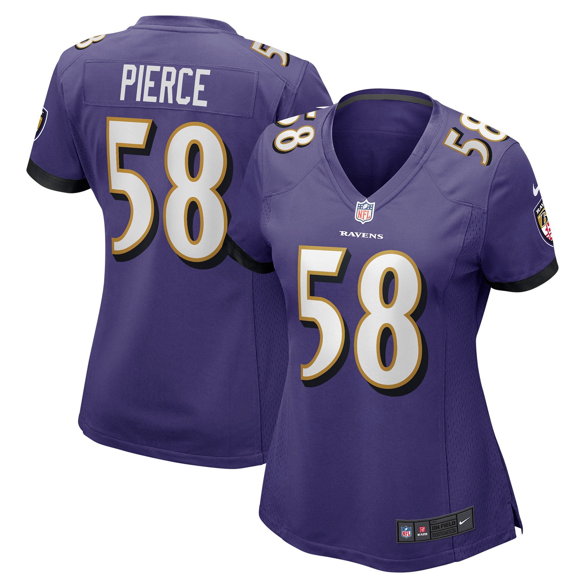 Women's Baltimore Ravens Michael Pierce Purple Player Game Jersey JS7190 Saliibo