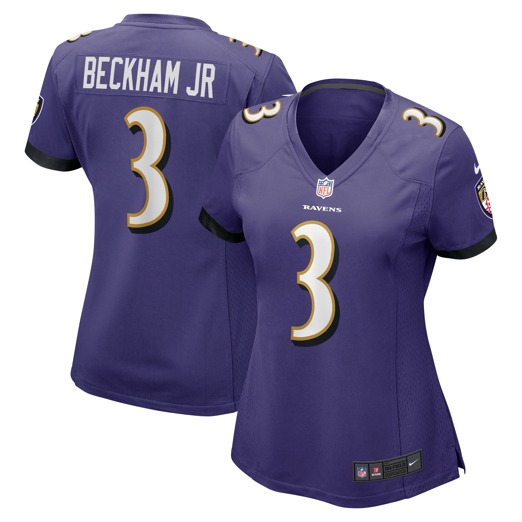 Women's Baltimore Ravens Odell Beckham Jr. Purple Game Jersey JS7448 Saliibo