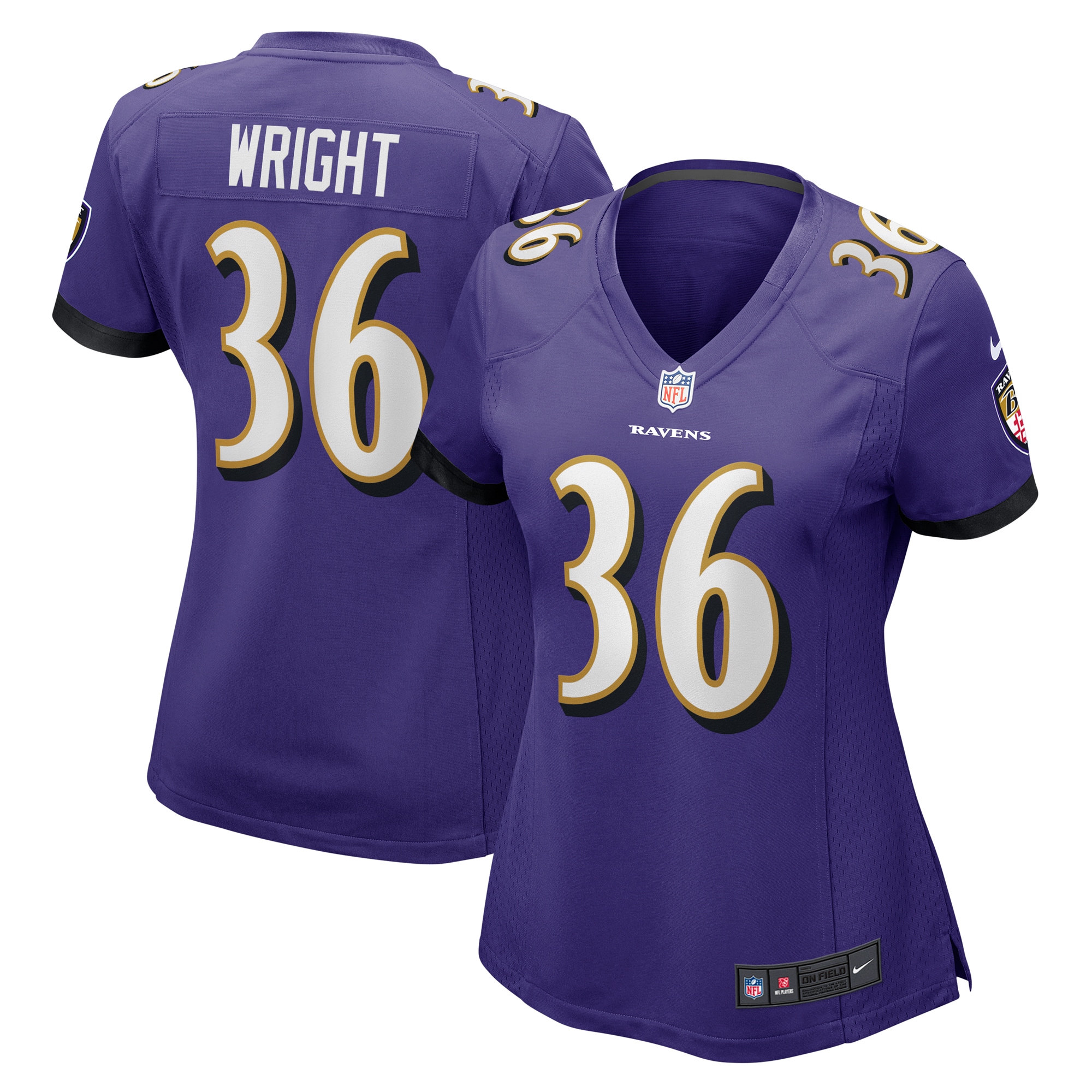 Women's Baltimore Ravens Owen Wright Purple Game Jersey JS4255 Saliibo
