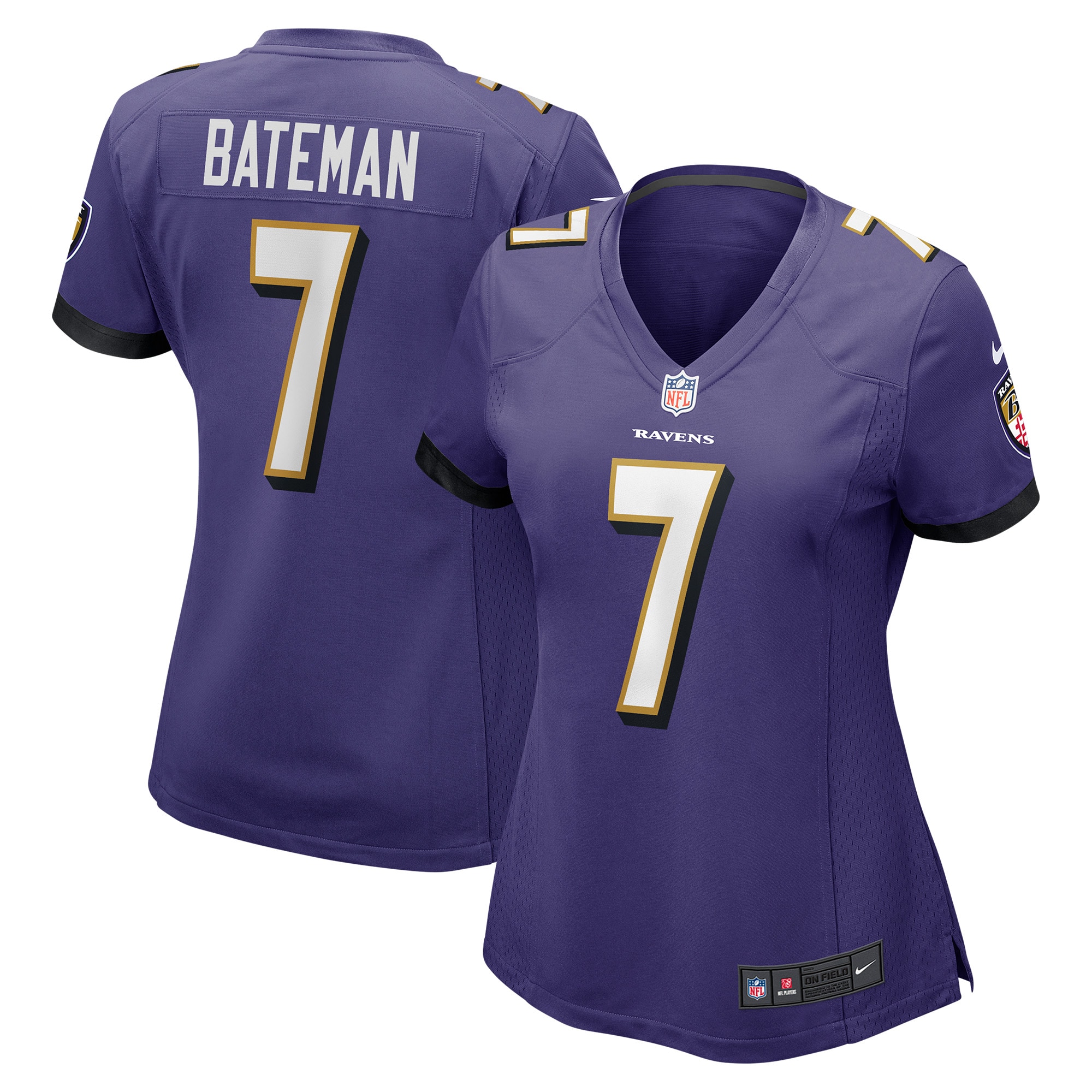 Women's Baltimore Ravens Rashod Bateman Purple Game Jersey JS9373 Saliibo