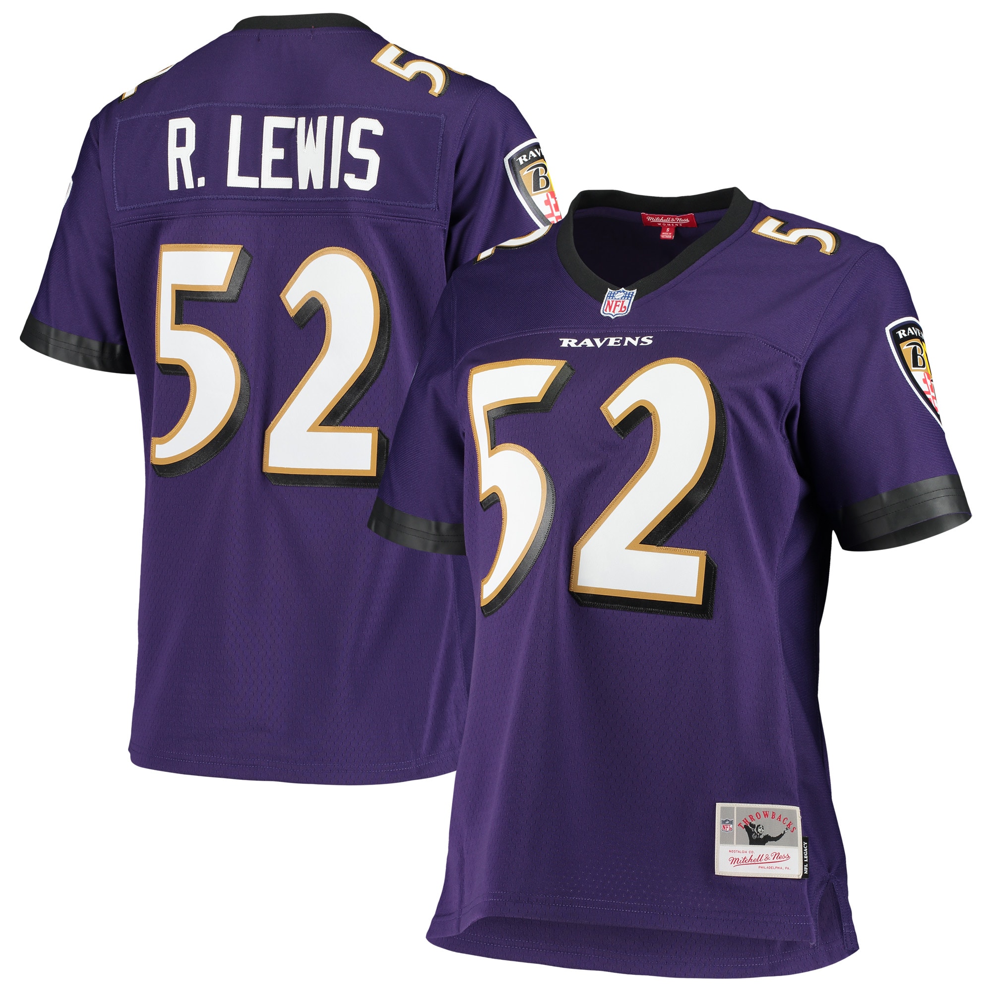 Women's Baltimore Ravens Ray Lewis Mitchell & Ness Purple Legacy Team Jersey JS5304 Saliibo