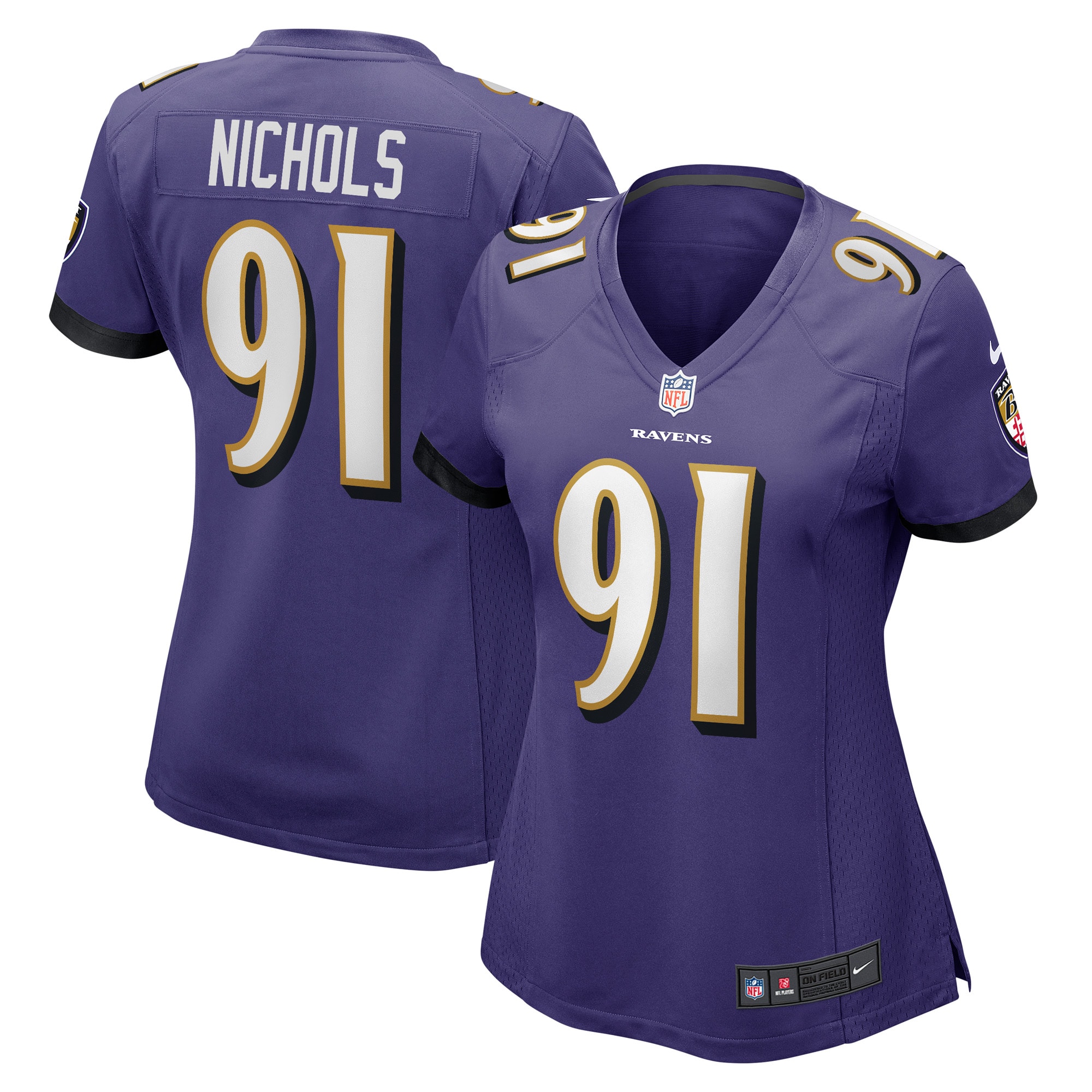 Women's Baltimore Ravens Rayshad Nichols Purple Game Player Jersey JS1534 Saliibo