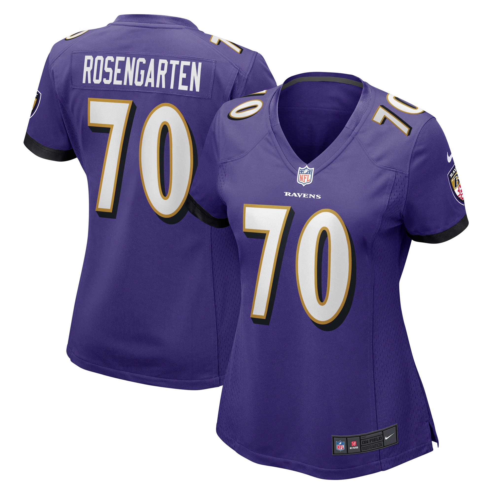 Women's Baltimore Ravens Roger Rosengarten Purple Game Jersey JS7077 Saliibo