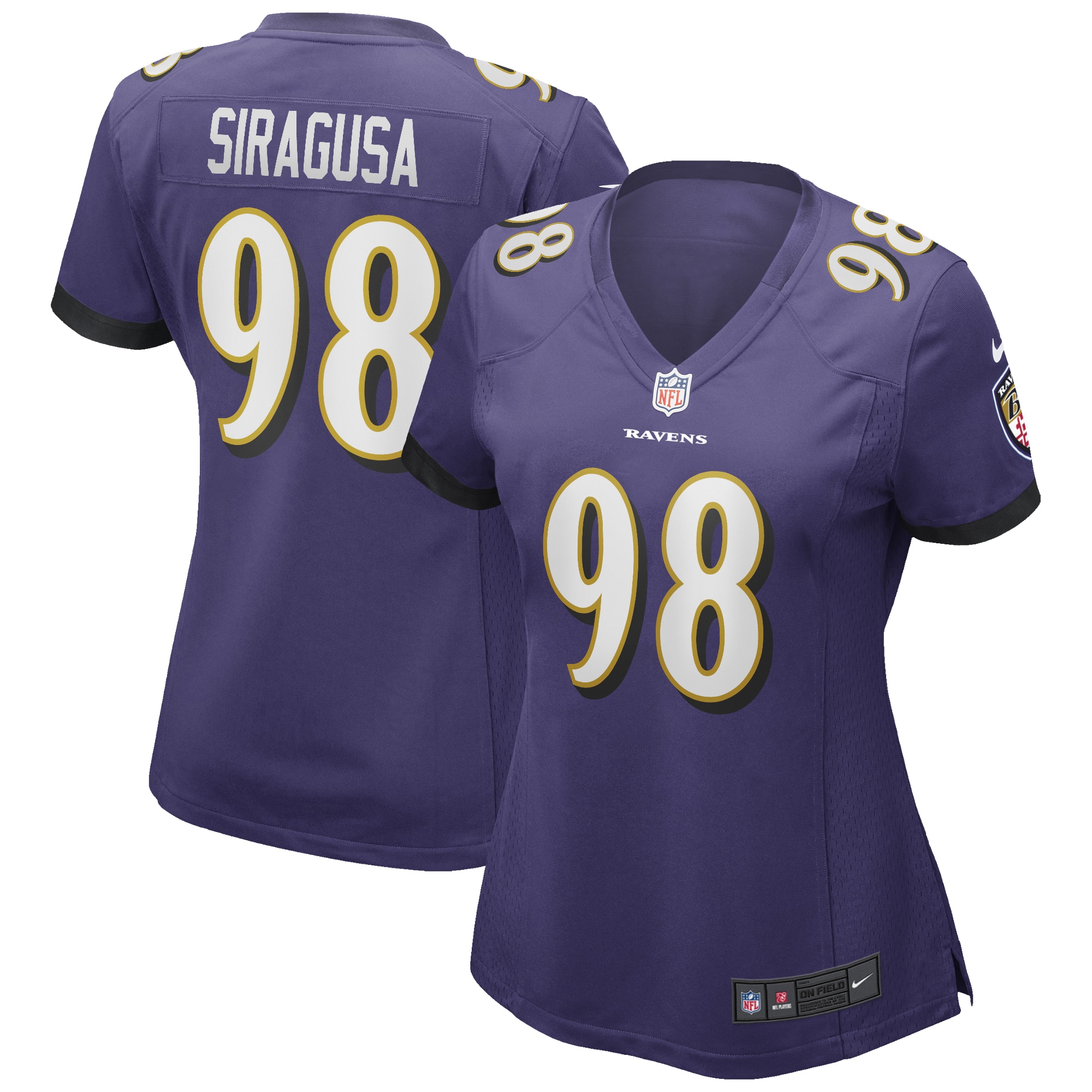 Women's Baltimore Ravens Tony Siragusa Purple Game Retired Player Jersey JS4232 Saliibo