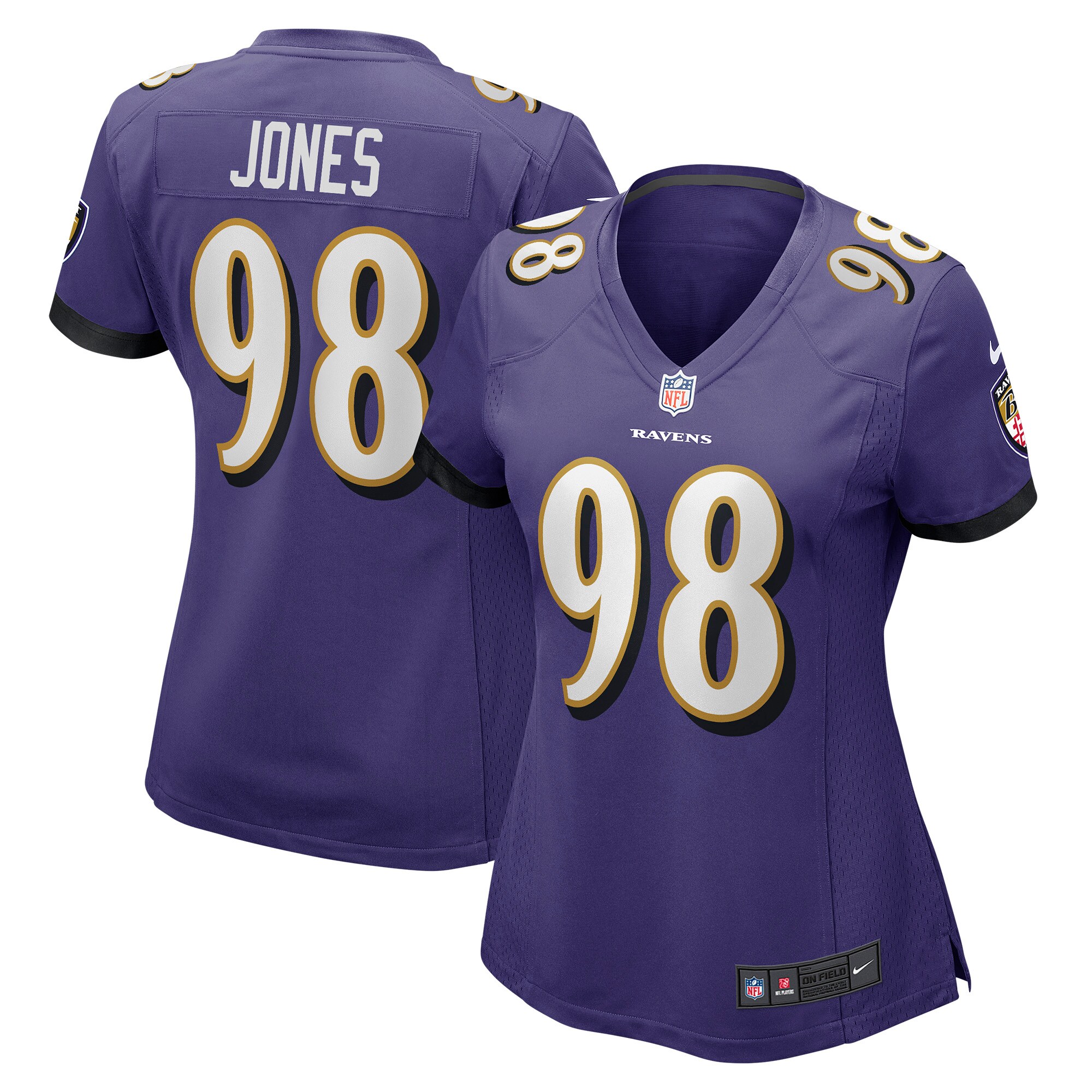 Women's Baltimore Ravens Travis Jones Purple Player Game Jersey JS5076 Saliibo