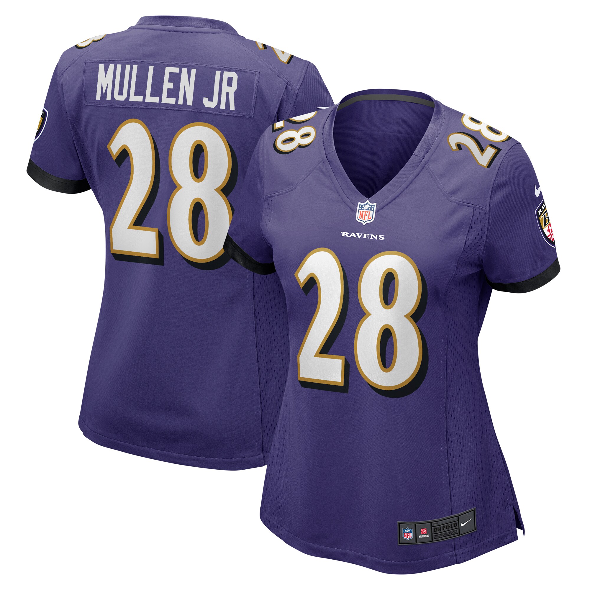 Women's Baltimore Ravens Trayvon Mullen Jr. Purple Team Game Jersey JS2388 Saliibo