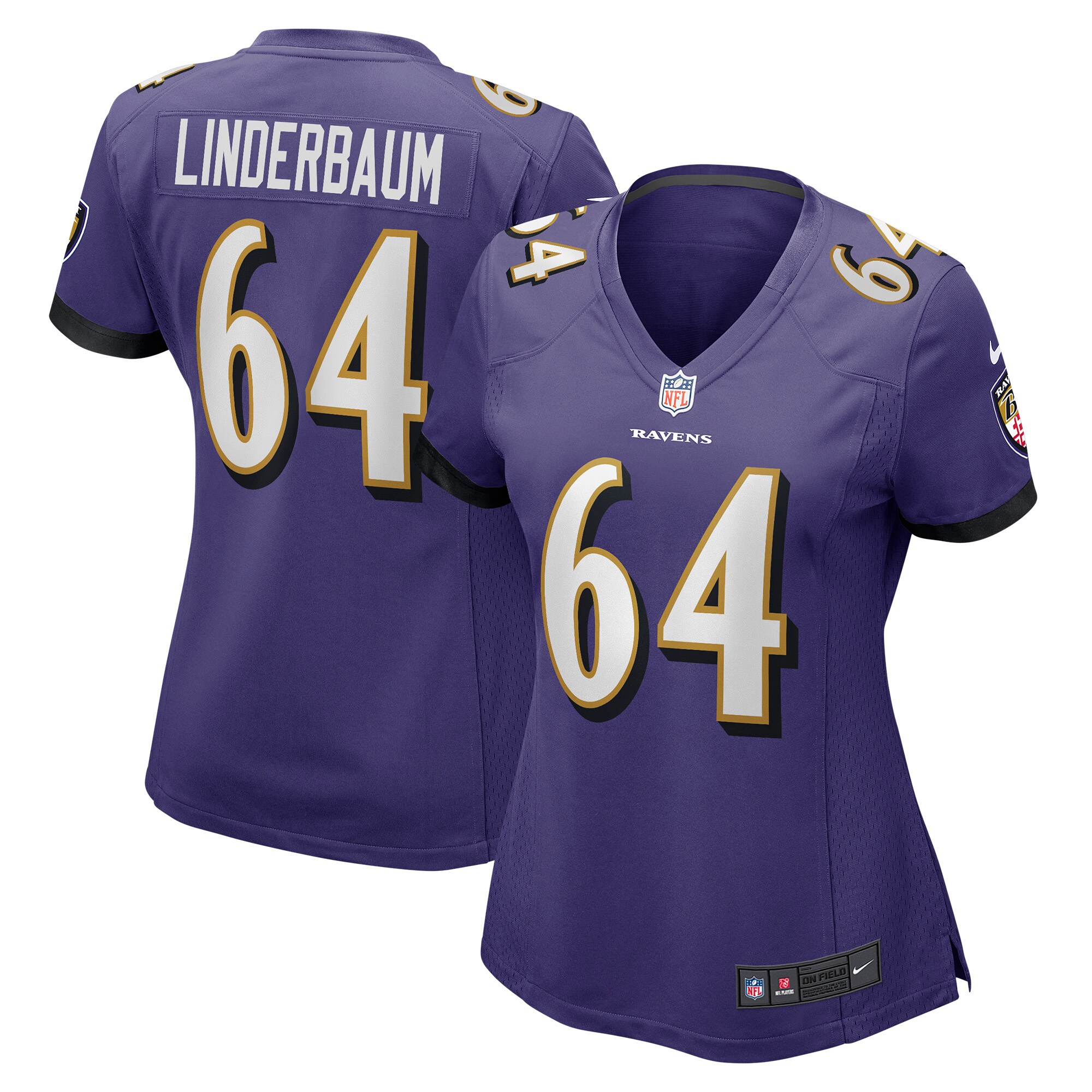 Women's Baltimore Ravens Tyler Linderbaum Purple Player Game Jersey JS8063 Saliibo