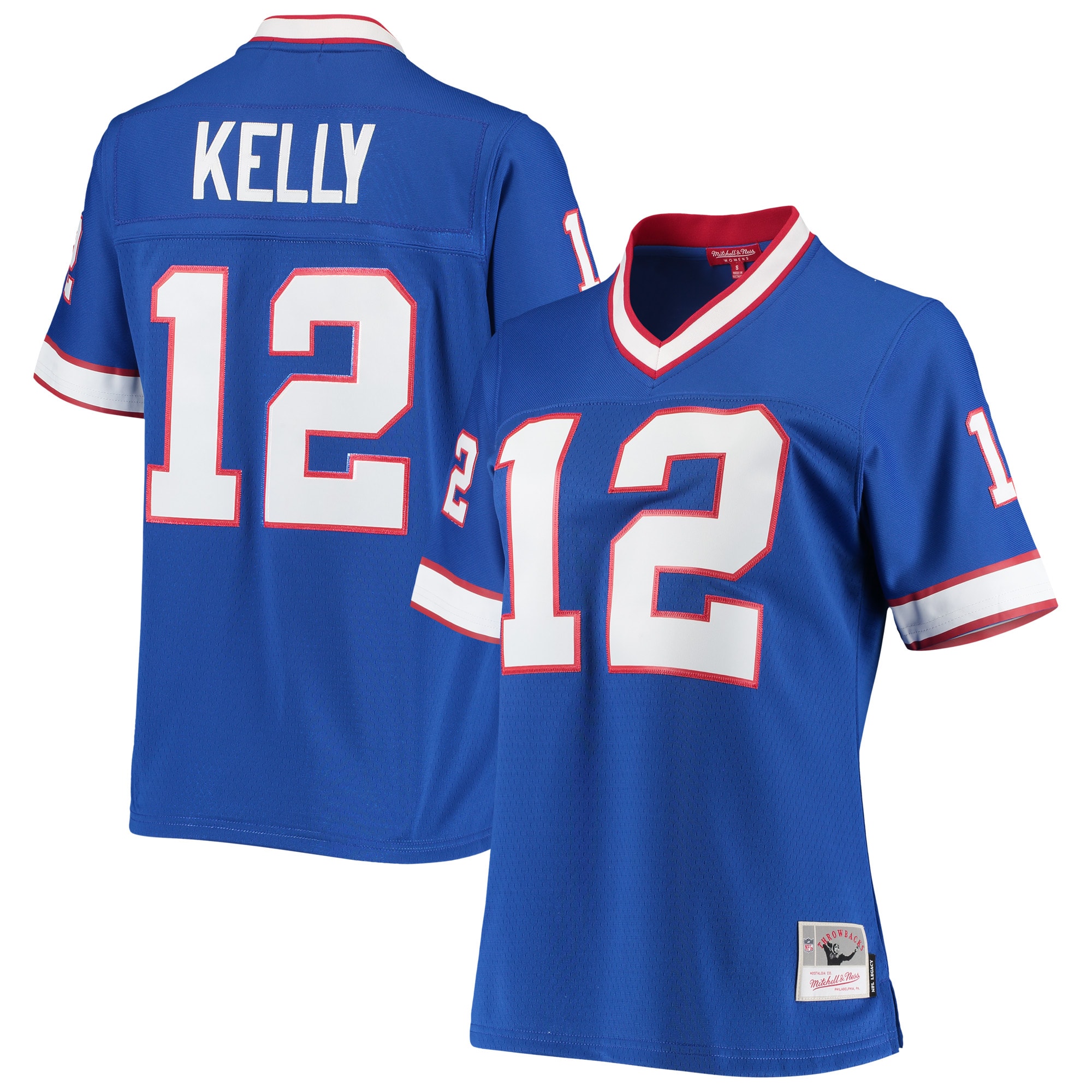 Women's Buffalo Bills Jim Kelly Mitchell & Ness Royal 1990 Legacy Jersey JS1276 Saliibo