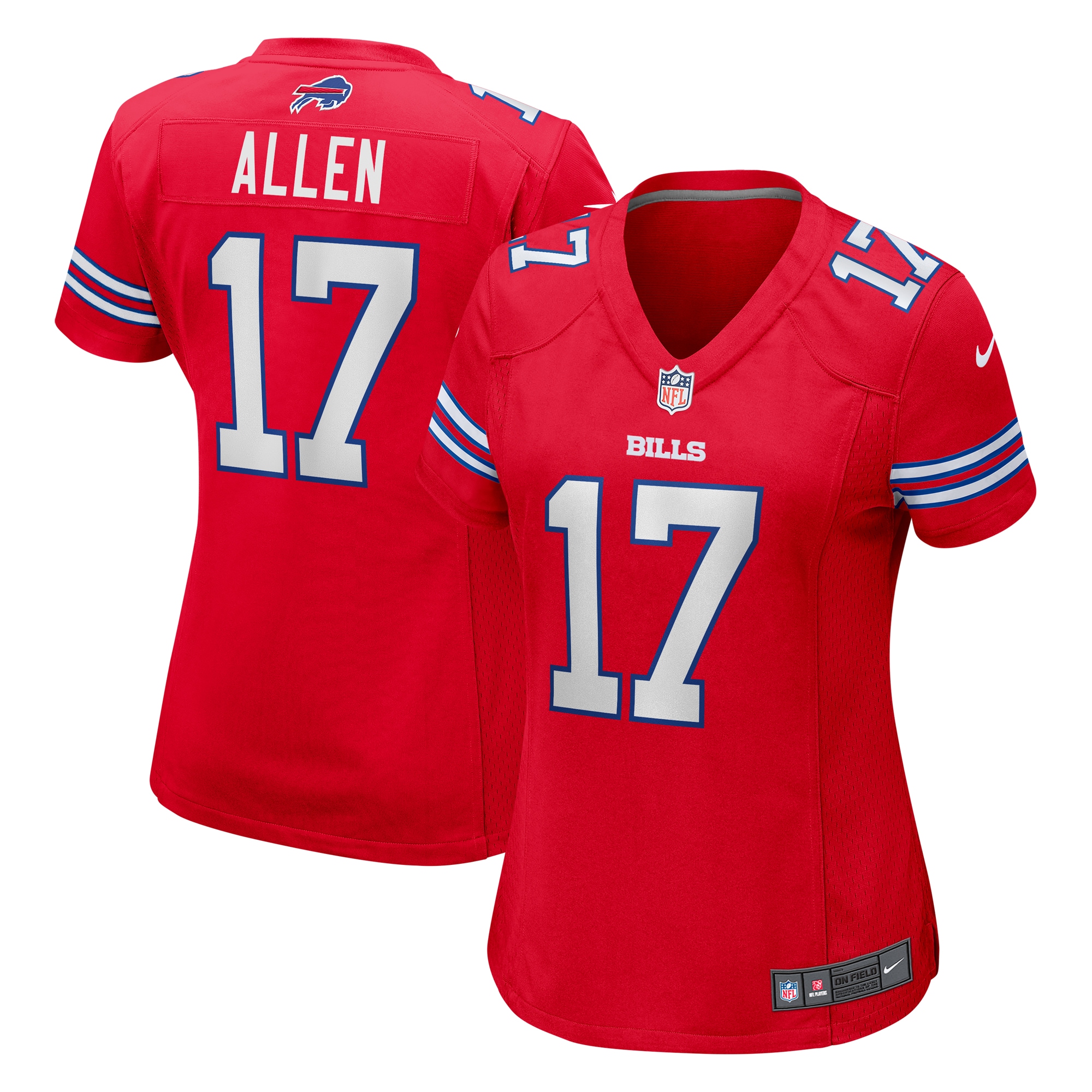 Women's Buffalo Bills Josh Allen Red Player Jersey JS9038 Saliibo