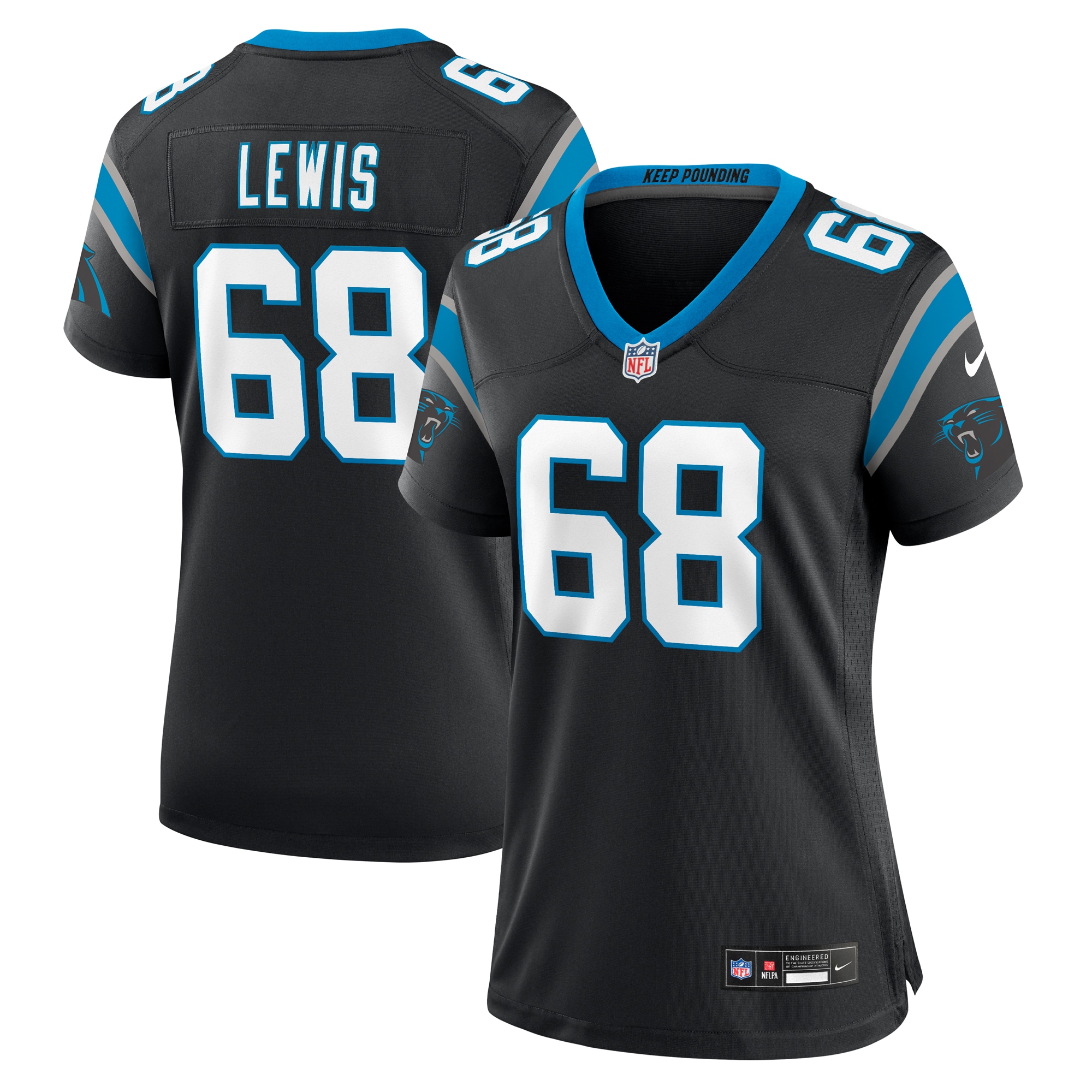 Women's Carolina Panthers Damien Lewis Black Game Jersey JS4071 Saliibo