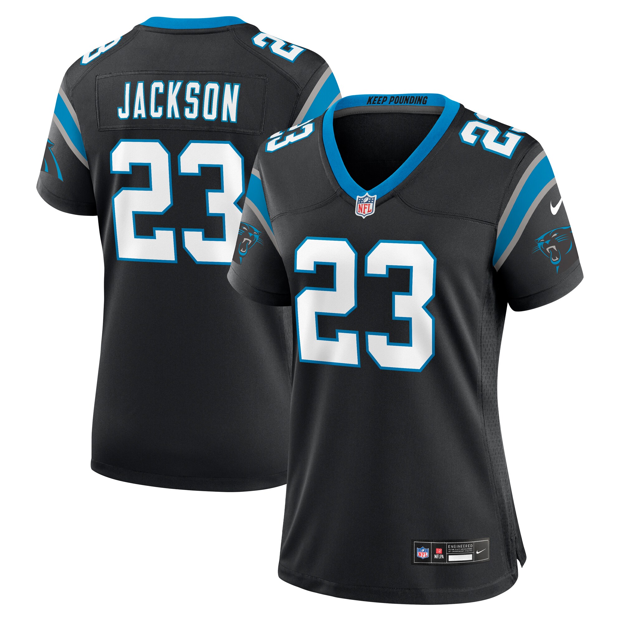 Women's Carolina Panthers Dane Jackson Black Game Jersey JS8294 Saliibo
