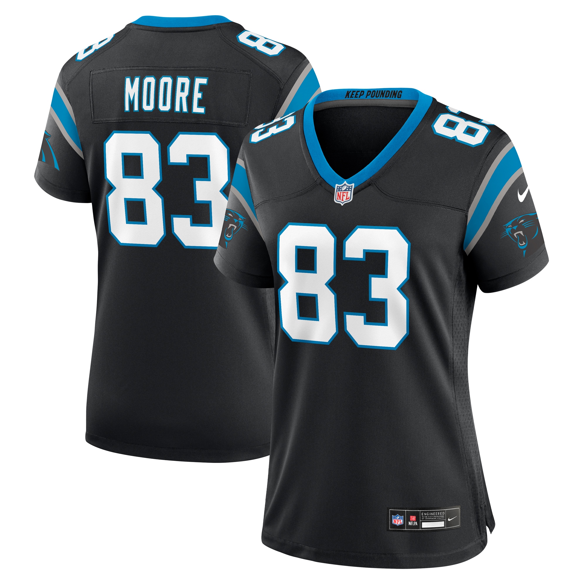 Women's Carolina Panthers David Moore Black Game Jersey JS9084 Saliibo