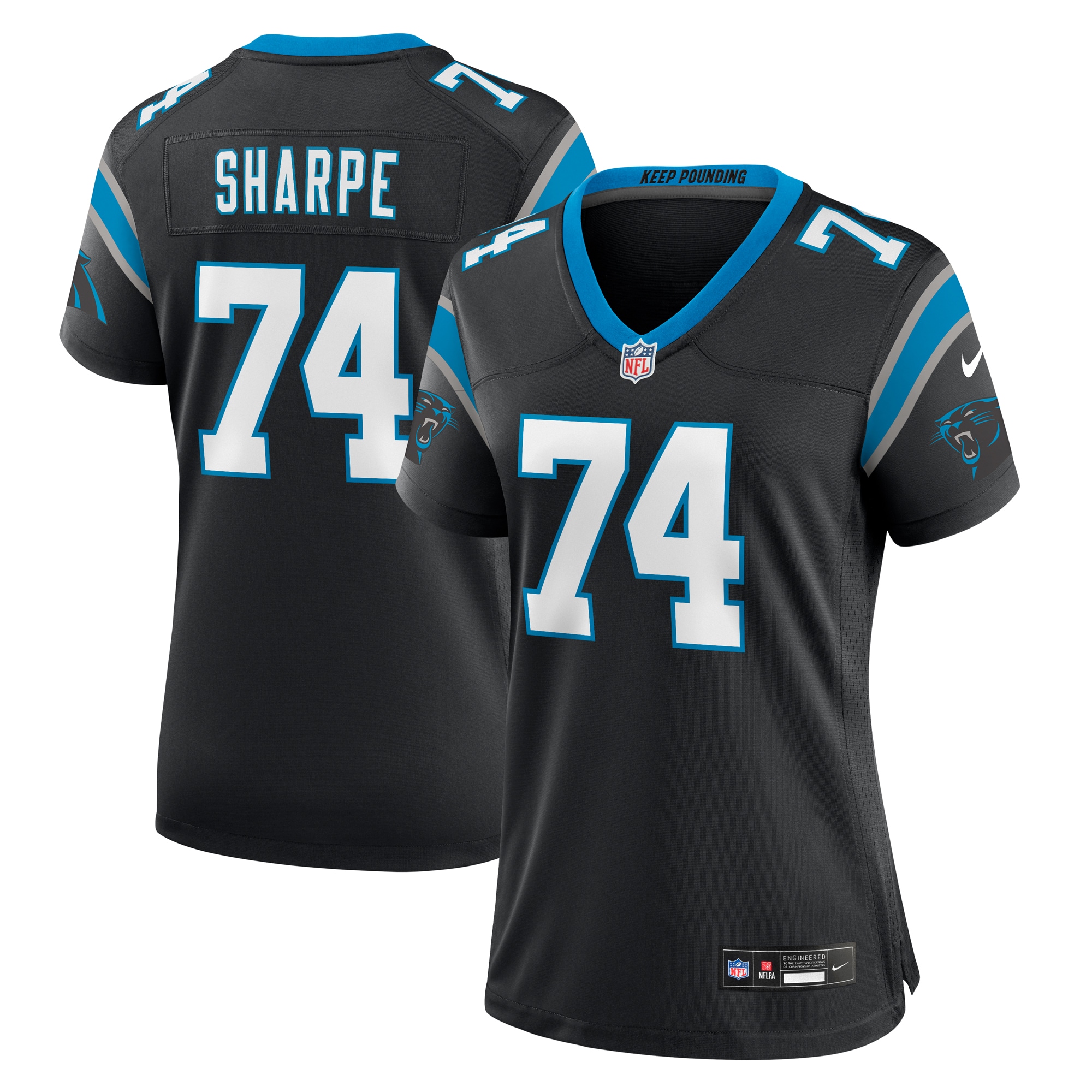 Women's Carolina Panthers David Sharpe Black Team Game Jersey JS8741 Saliibo