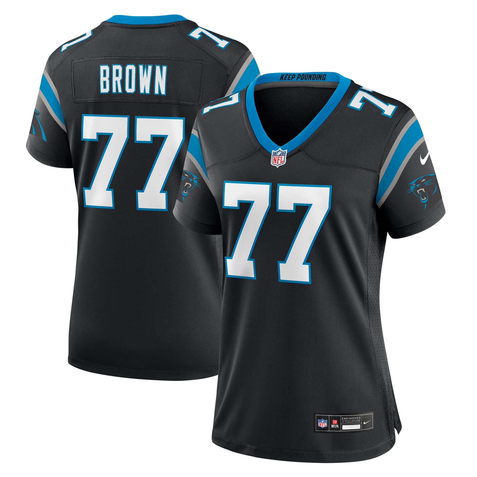 Women's Carolina Panthers Deonte Brown Black Team Game Jersey JS5645 Saliibo
