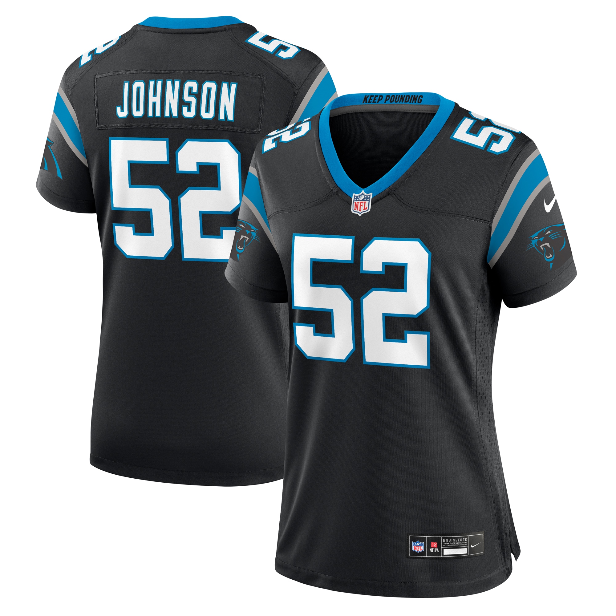 Women's Carolina Panthers DJ Johnson Black Game Jersey JS1926 Saliibo