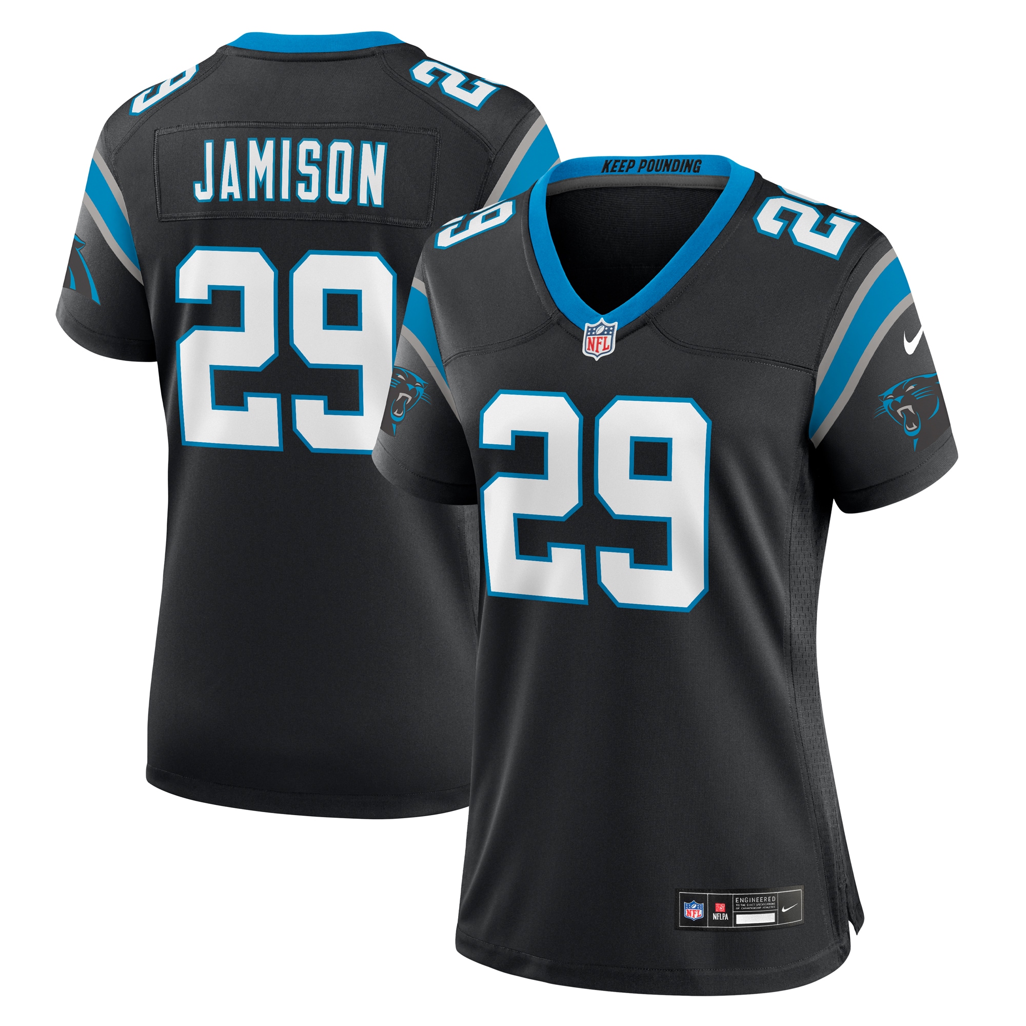 Women's Carolina Panthers D'Shawn Jamison Black Team Game Jersey JS8374 Saliibo