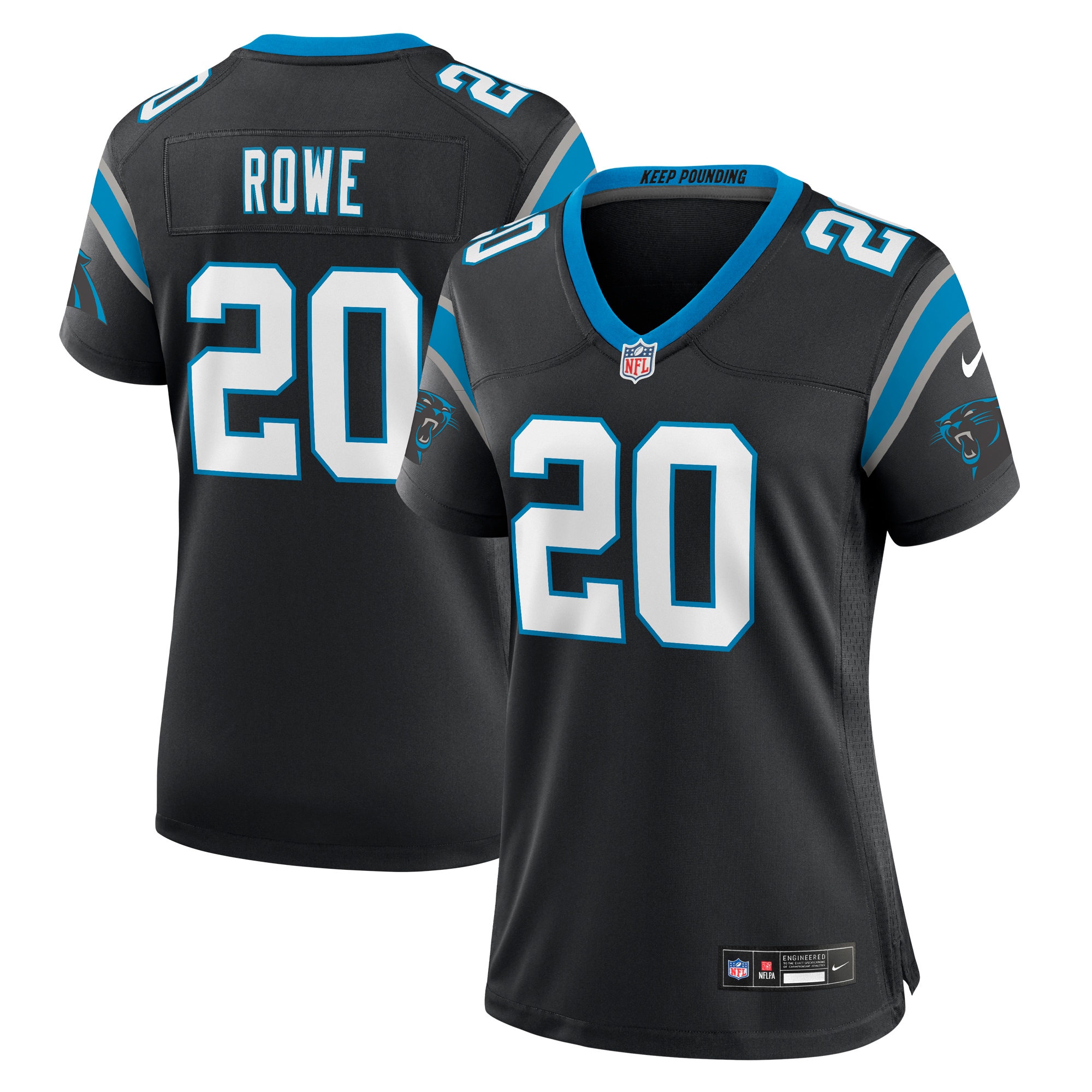 Women's Carolina Panthers Eric Rowe Black Team Game Jersey JS1238 Saliibo