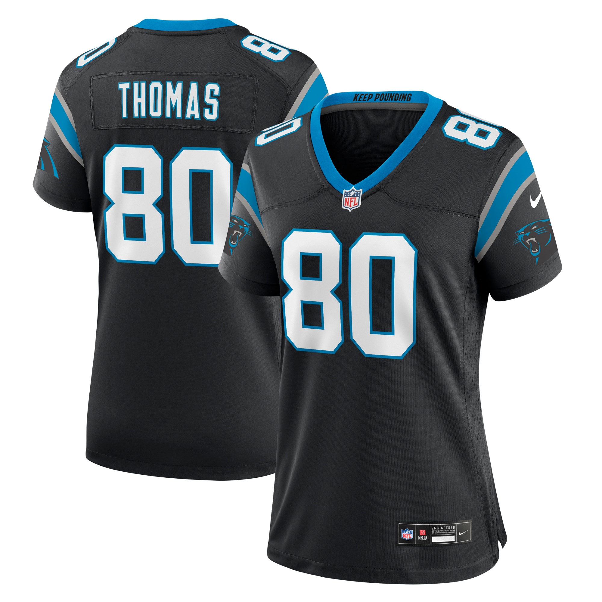 Women's Carolina Panthers Ian Thomas Black Team Game Jersey JS7385 Saliibo