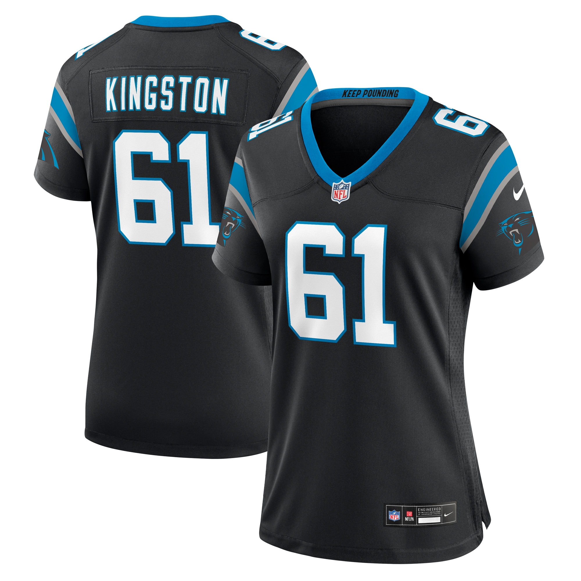 Women's Carolina Panthers Jarrett Kingston Black Game Jersey JS5148 Saliibo