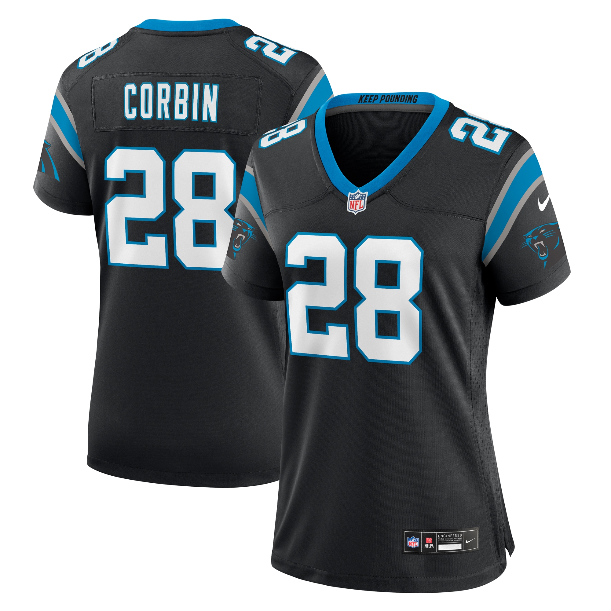Women's Carolina Panthers Jashaun Corbin Black Team Game Jersey JS2847 Saliibo